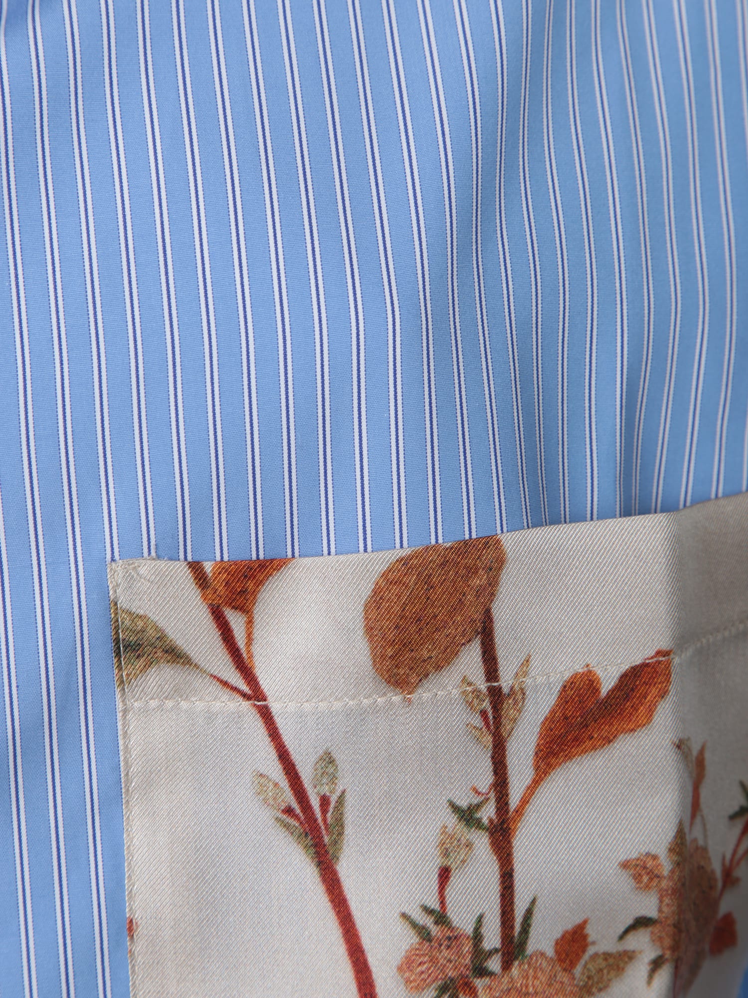 Shop Pierre-louis Mascia Light Blue Striped And Floral Shirt