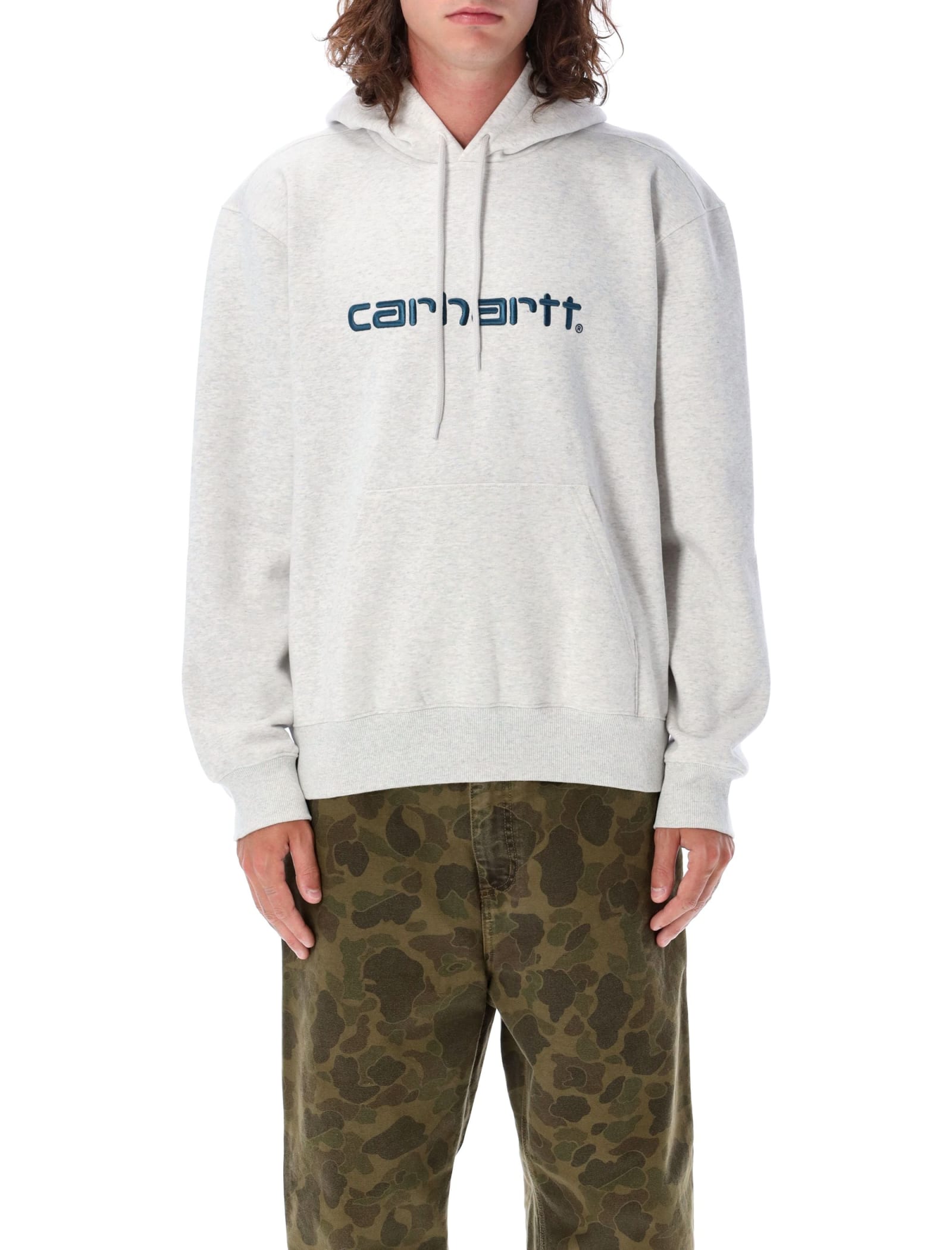 Shop Carhartt Hoodie Sweatshirt In Ash Heather