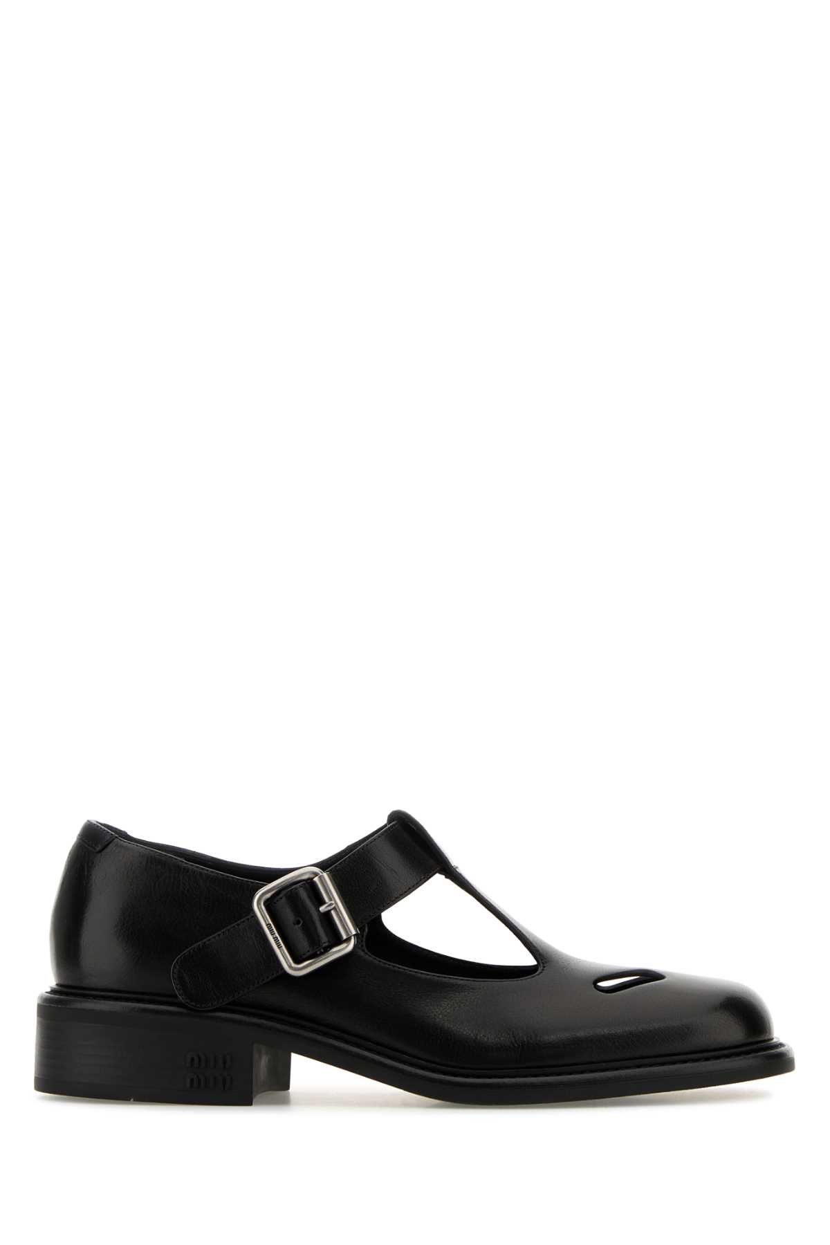 Shop Miu Miu Black Leather Monk Strap Shoes In Nero