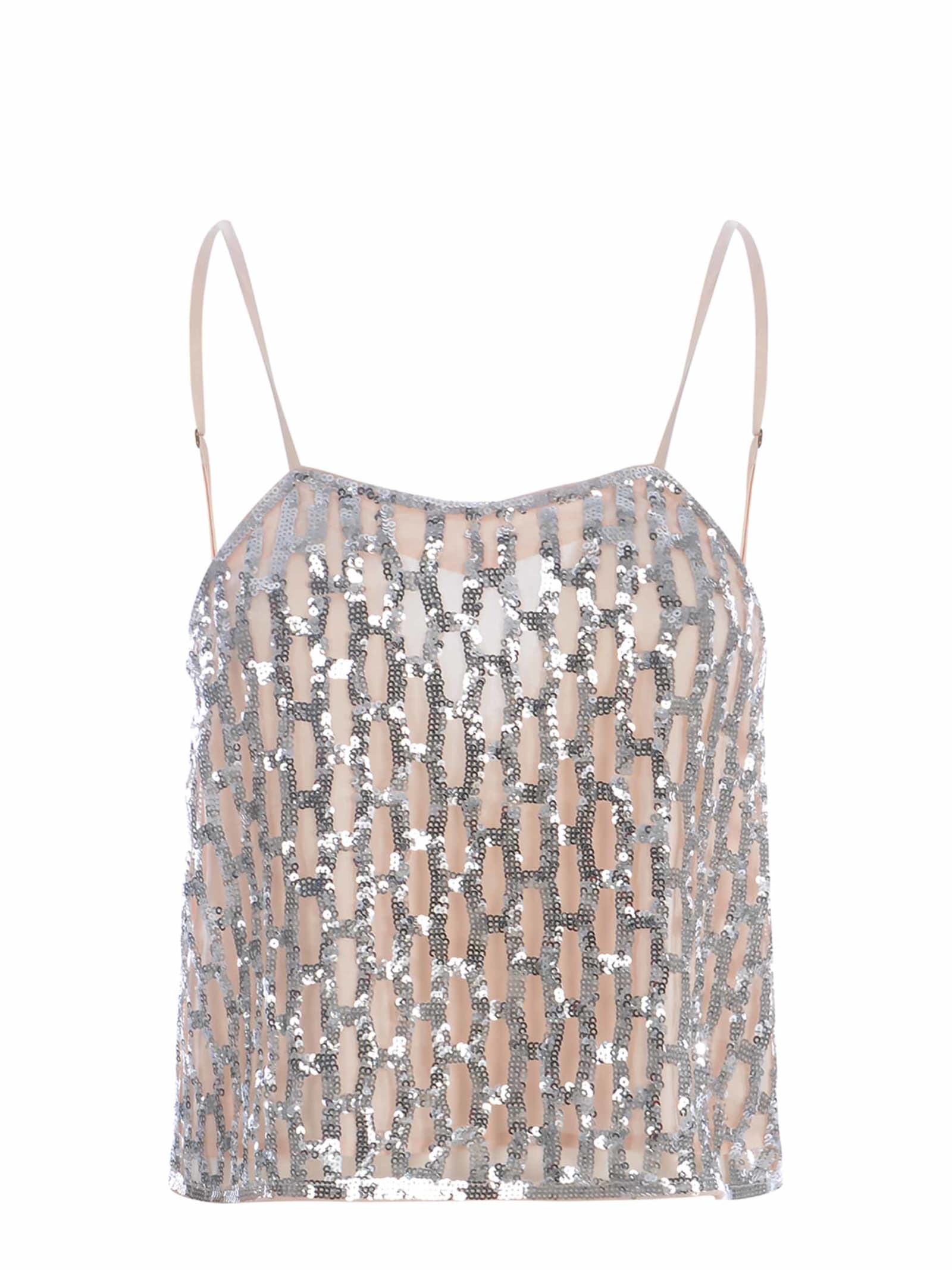 Shop Forte Forte Top  Made Of Tulle Mesh In Rosa Cipria