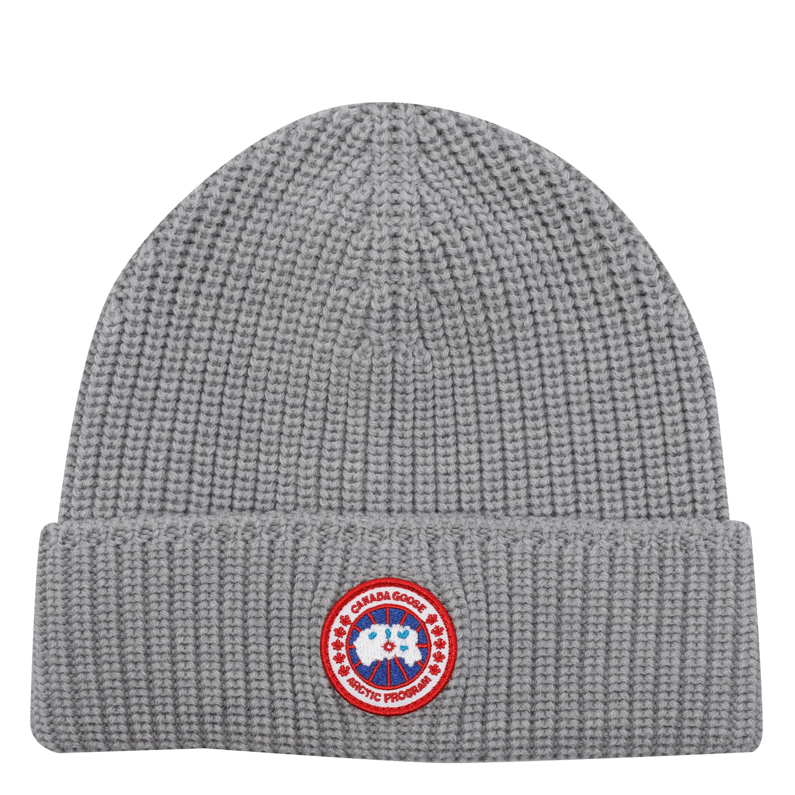 Canada Goose Ribbed Wool Toque Hat With Folded Cuff In Gray