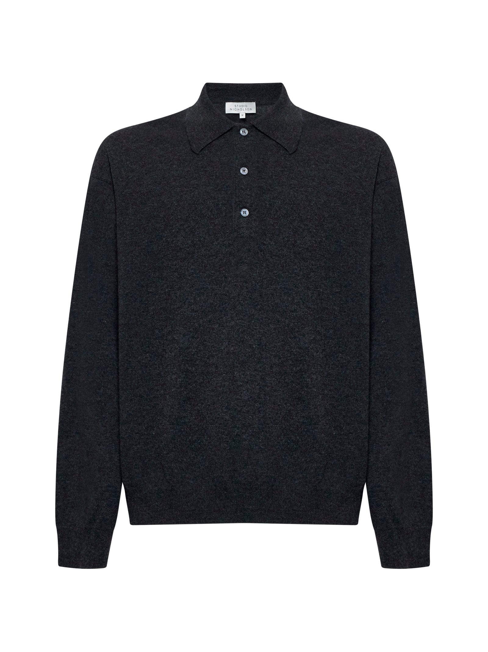 Shop Studio Nicholson Polo Shirt In Charcoal Marl