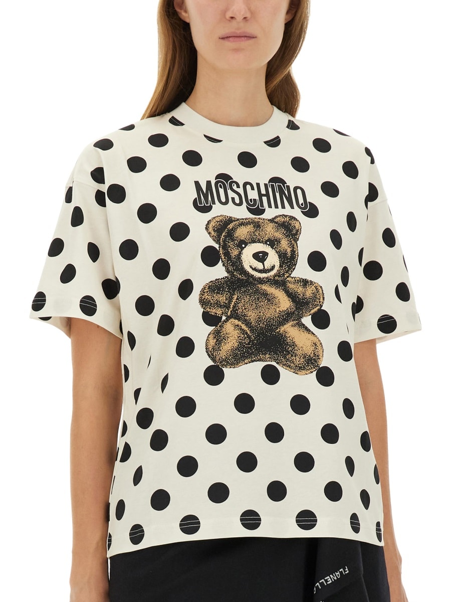 Moschino Teddy Polka Dots T-shirt In White