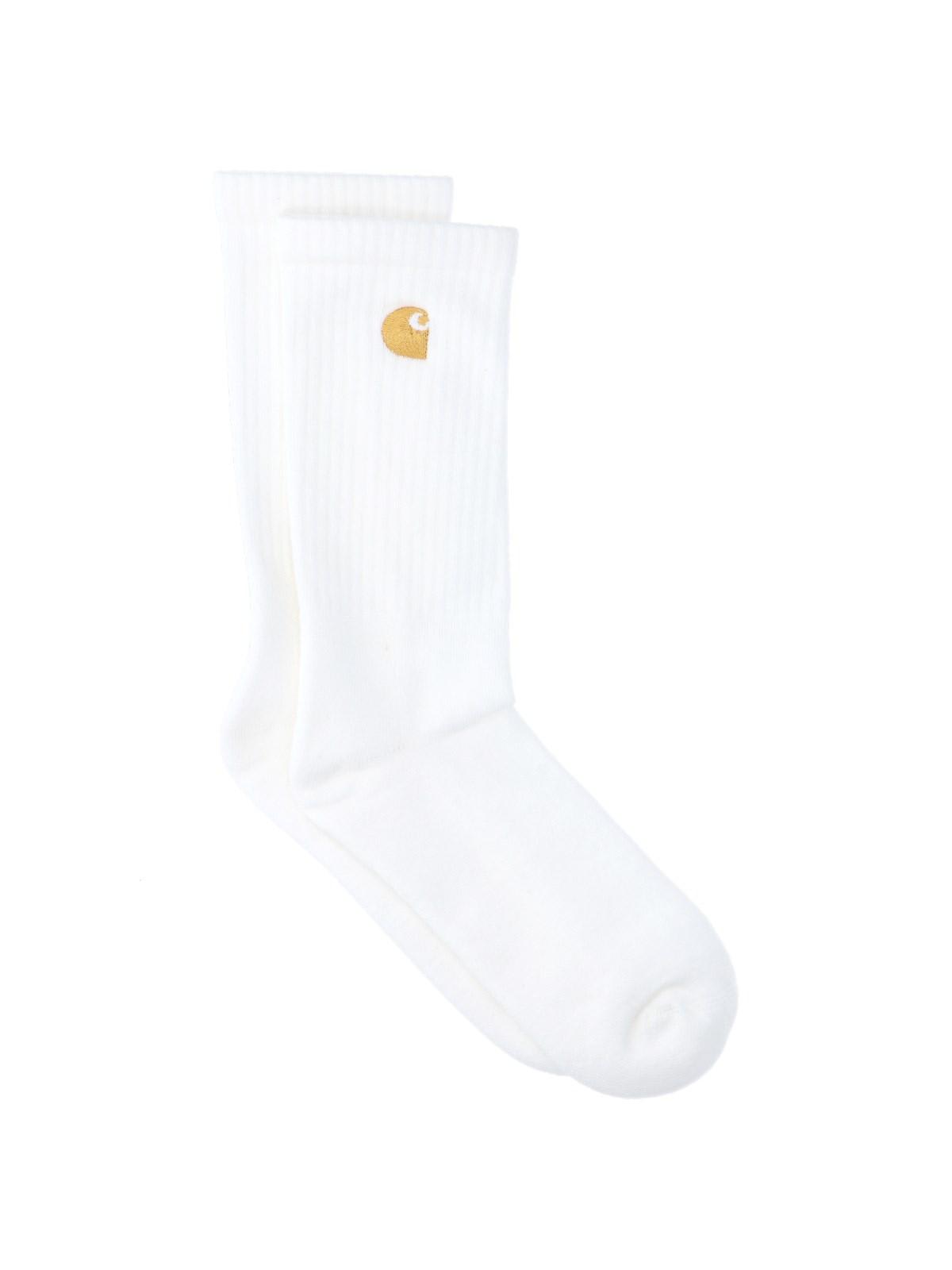 Shop Carhartt Logo Socks In Bianco/oro