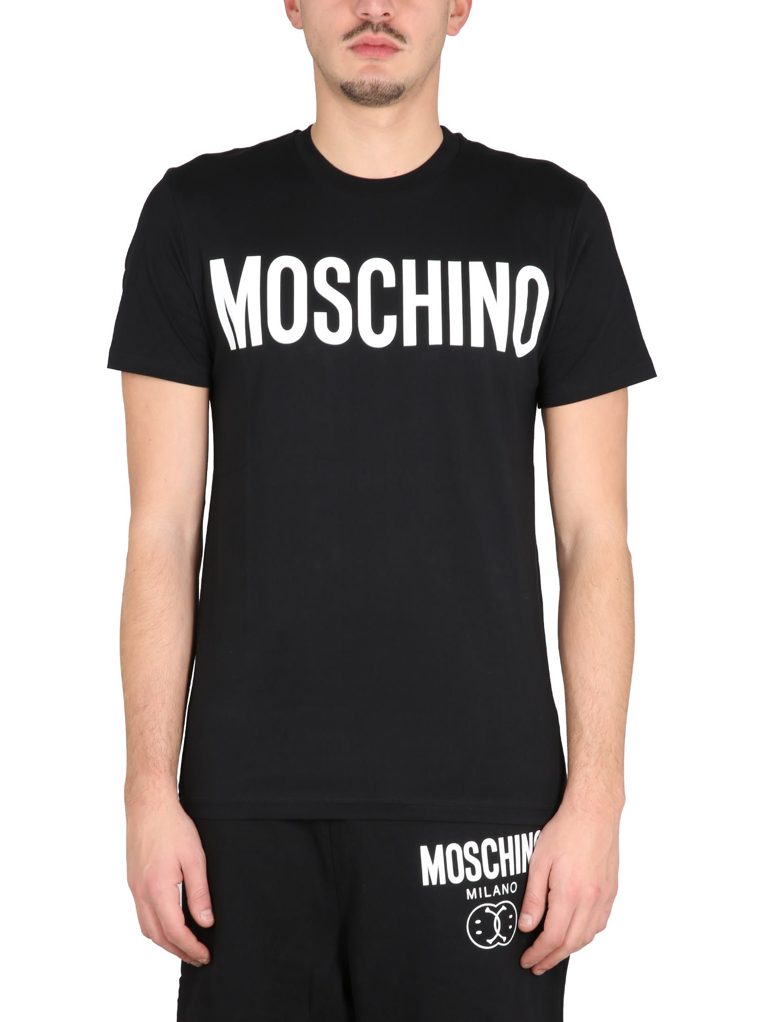 Shop Moschino Crewneck T-shirt In Black