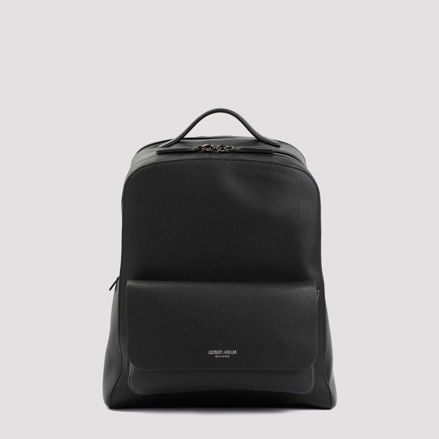 Giorgio Armani Grained Calf Leather Backpack Men In Black