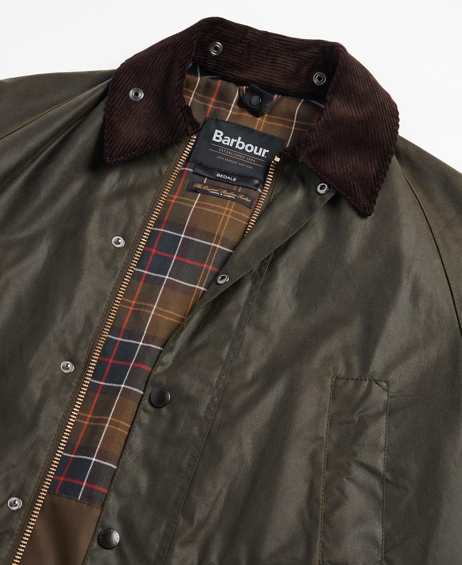 Shop Barbour Bedale Wax Jacket In Verde Oliva