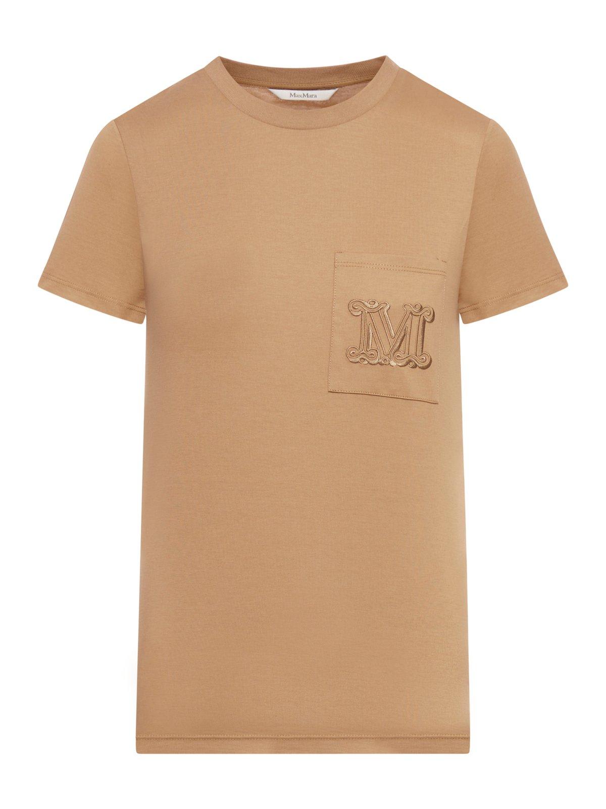 Shop Max Mara Crewneck Short-sleeved T-shirt In Beige