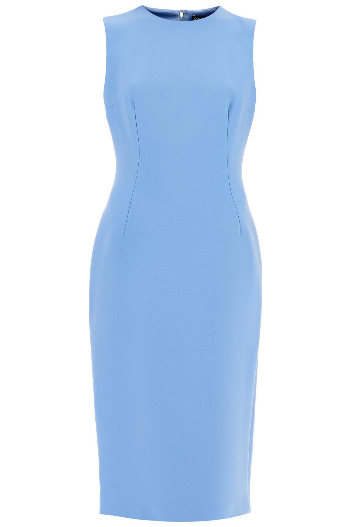 Shop Dolce & Gabbana Wool Crepe Sheath Midi Dress With Tube In Glicine Viola Chiari (light Blue)