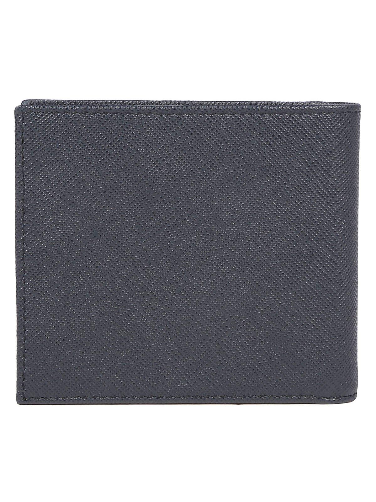 Shop Prada Logo Bifold Wallet In Blue