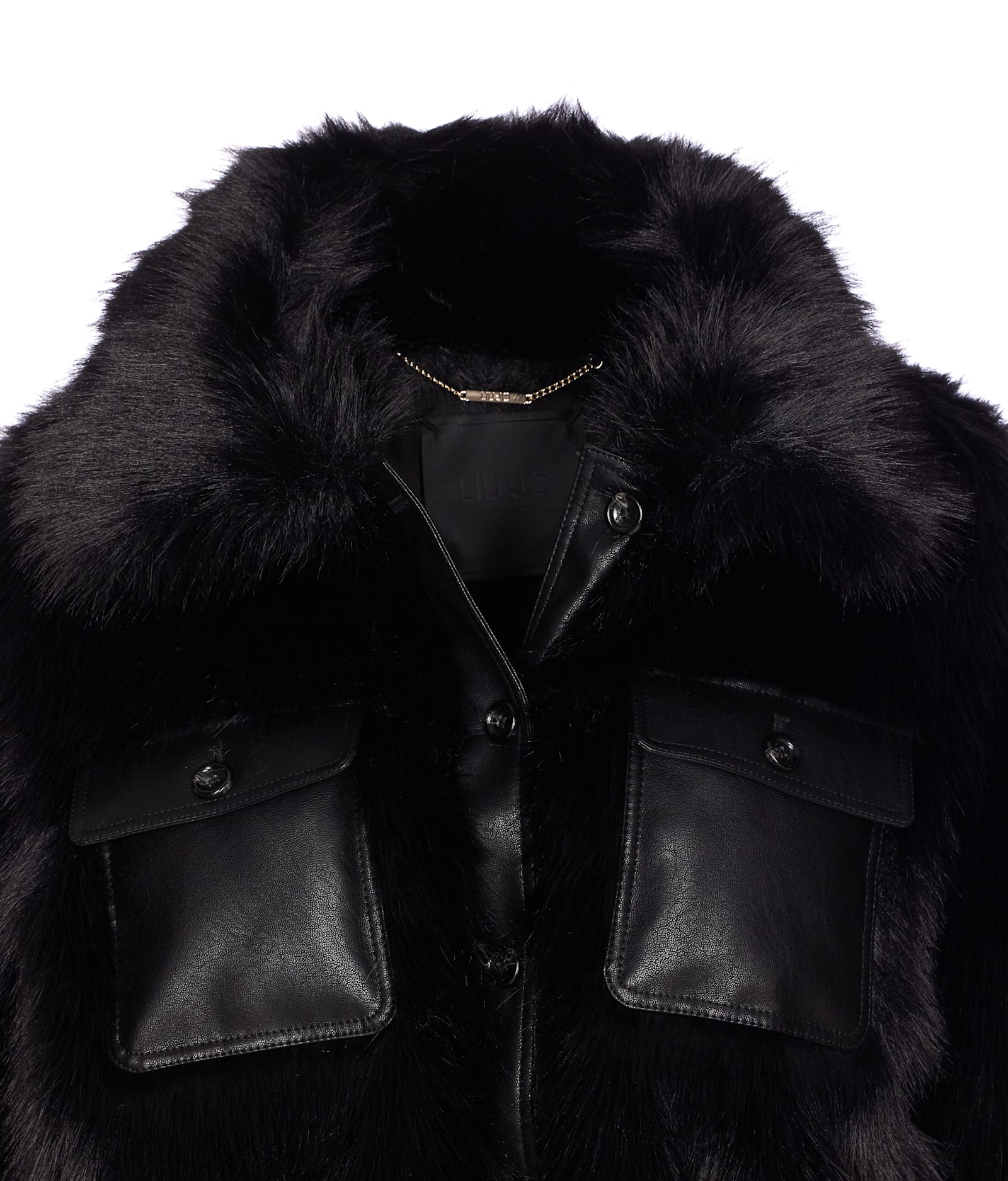 Liu •jo Faux Fur Jacket In Black