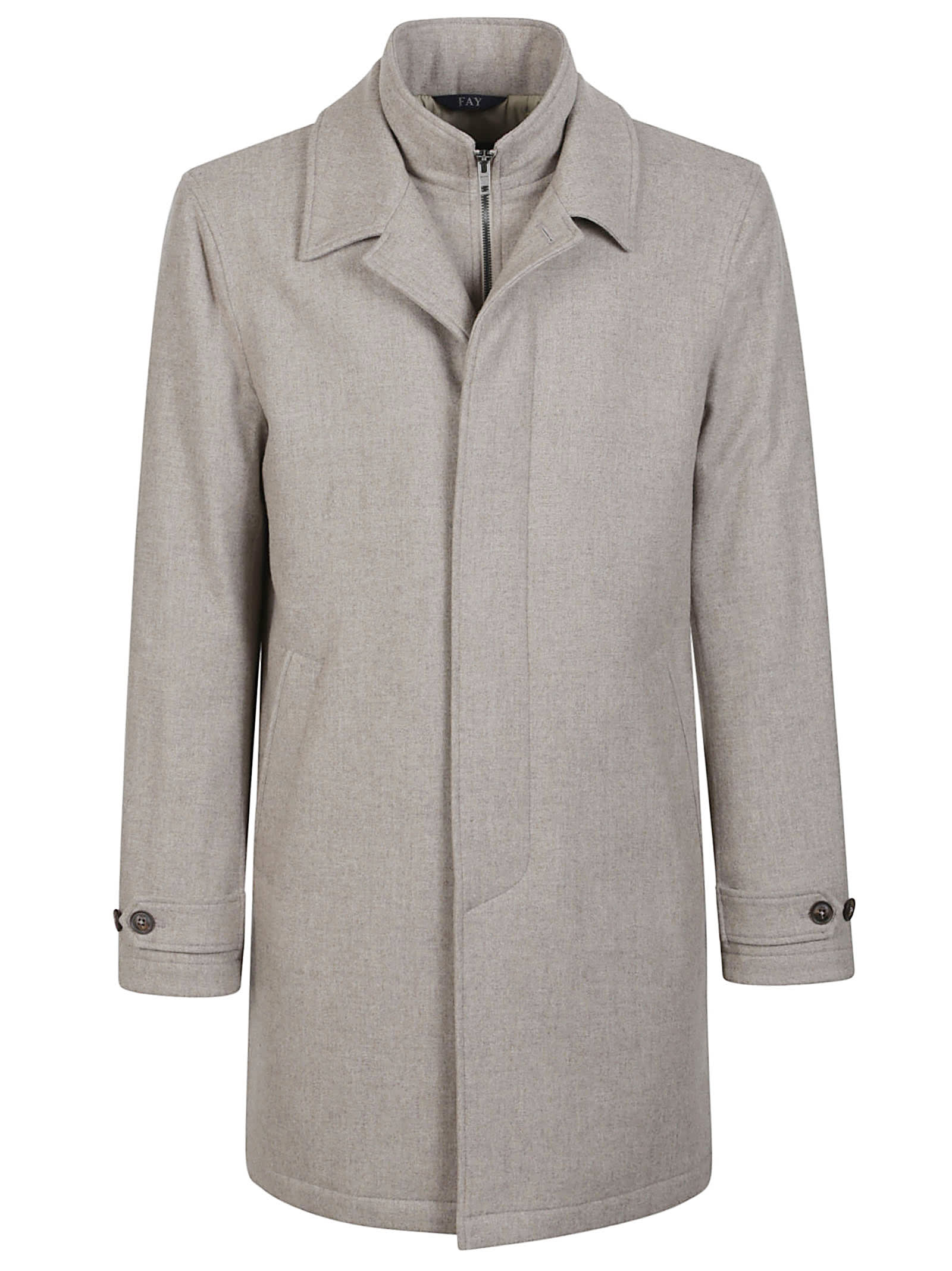Fay Easy Morning Double Front Peacoat In Gray