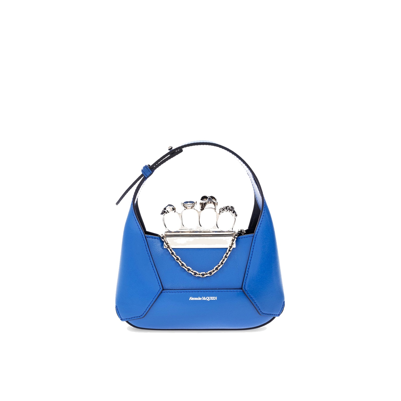 Shop Alexander Mcqueen Jewelled Mini Bag In Blue