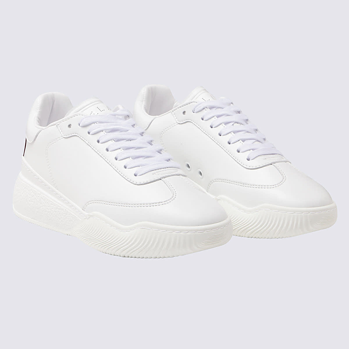 Shop Stella Mccartney White Faux-leather Loop Sneakers In Beige