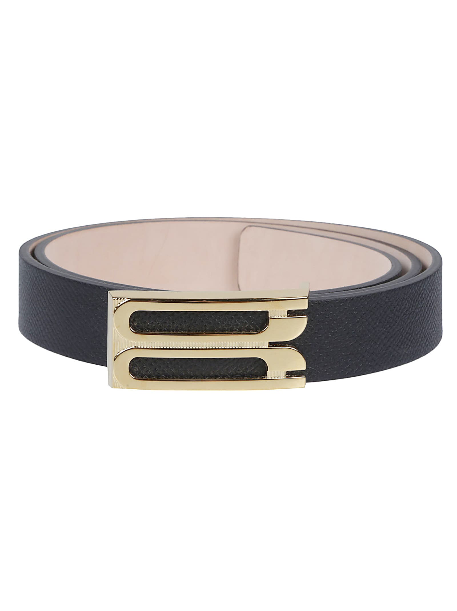 Victoria Beckham Textured Black Calf Leather Belt In Black