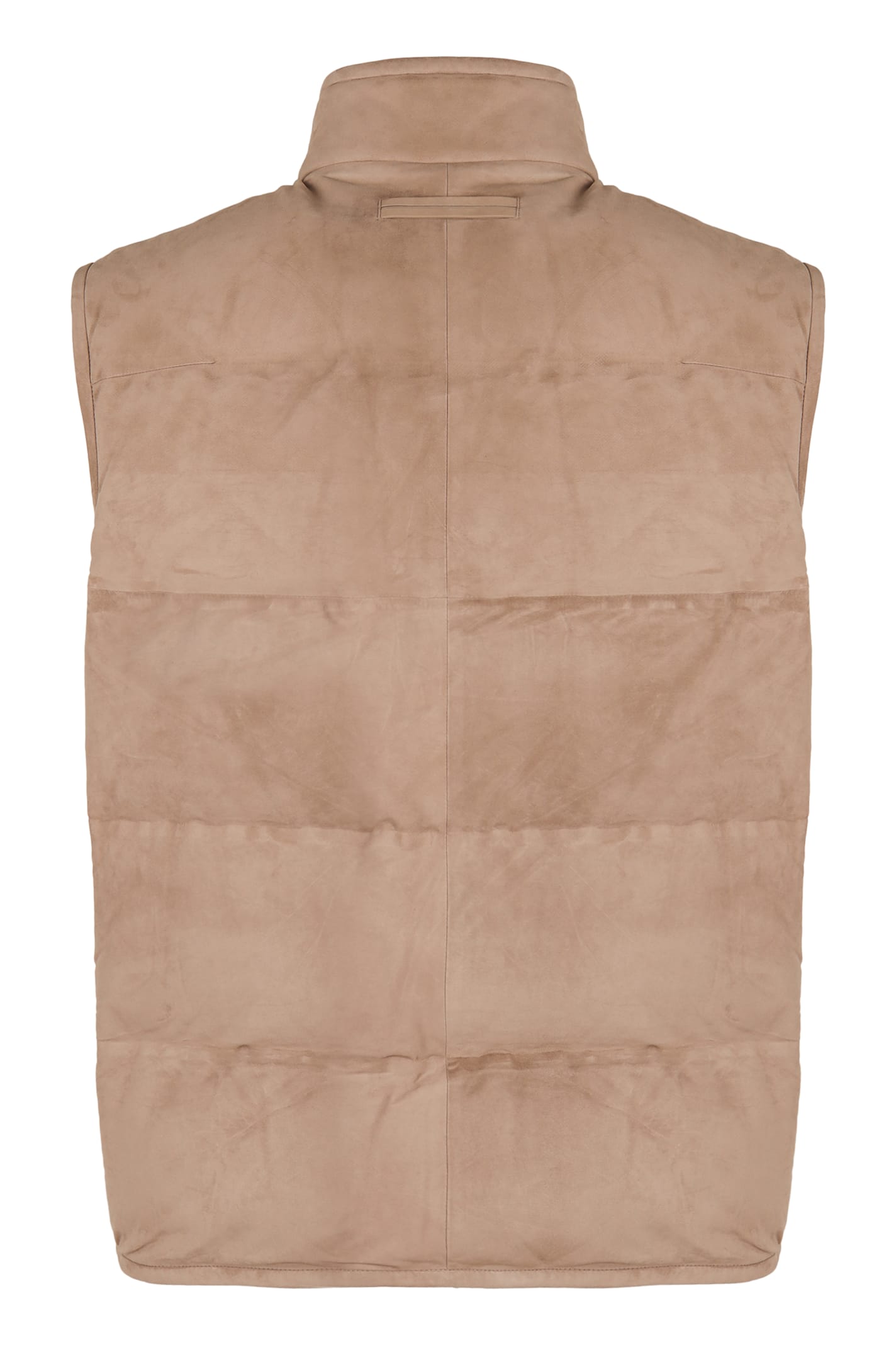 Shop Zegna Full Zip Down Vest In Sand