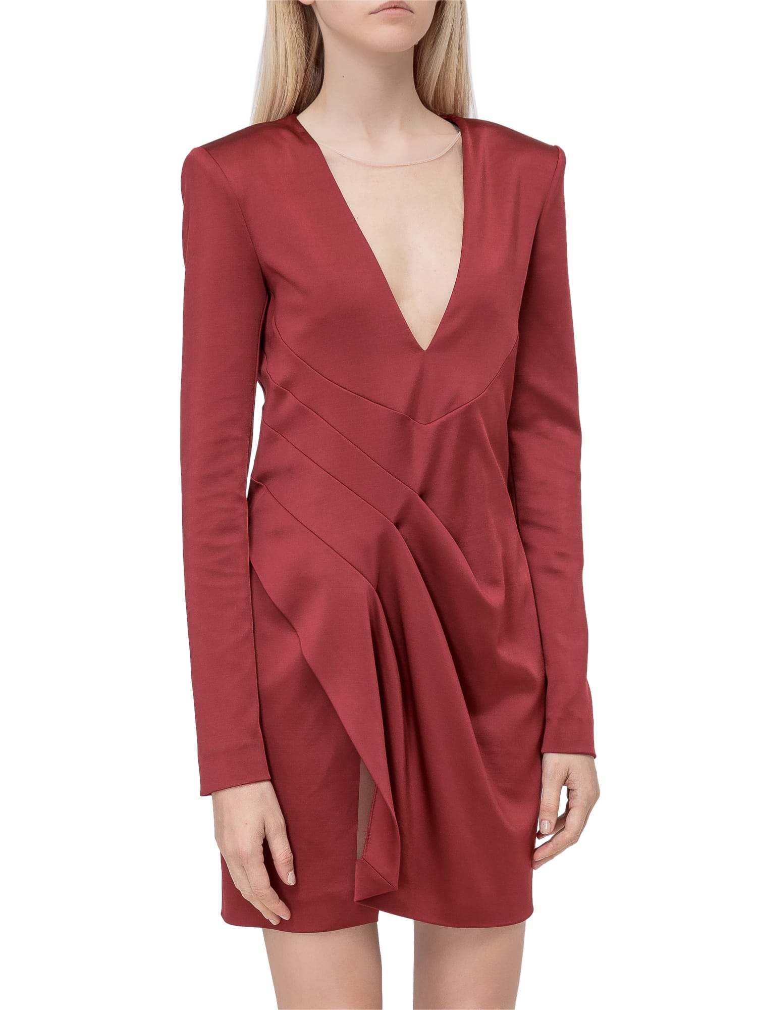 Shop Dsquared2 Midi Dress With V Neck In Rosso