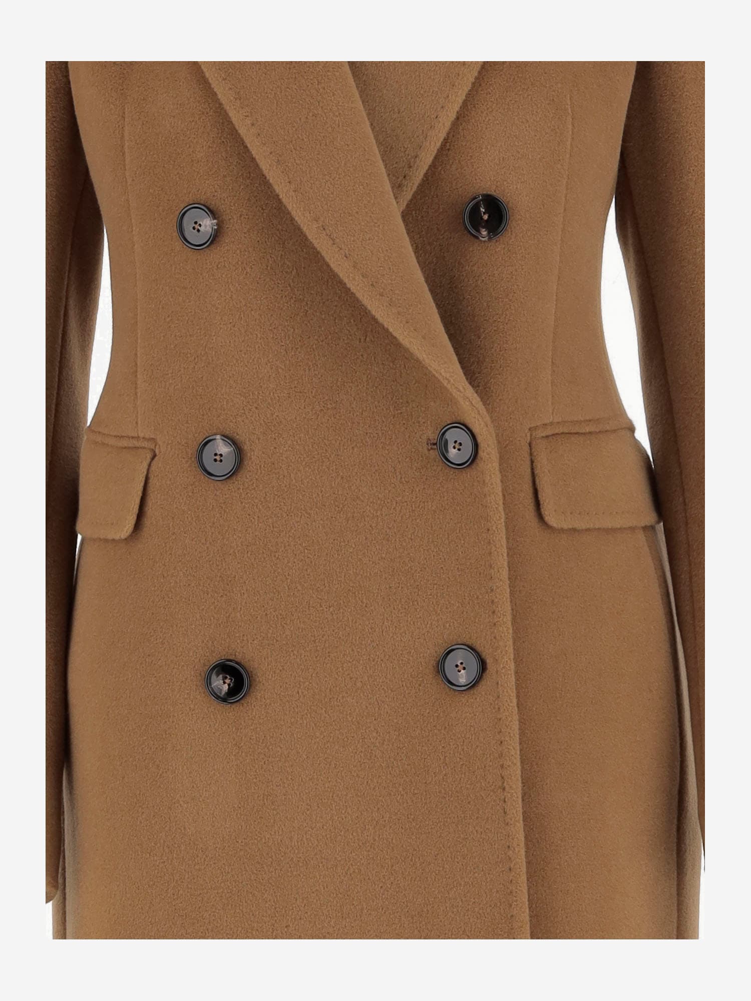 Tagliatore Angora And Wool Double-breasted Coat In Brown