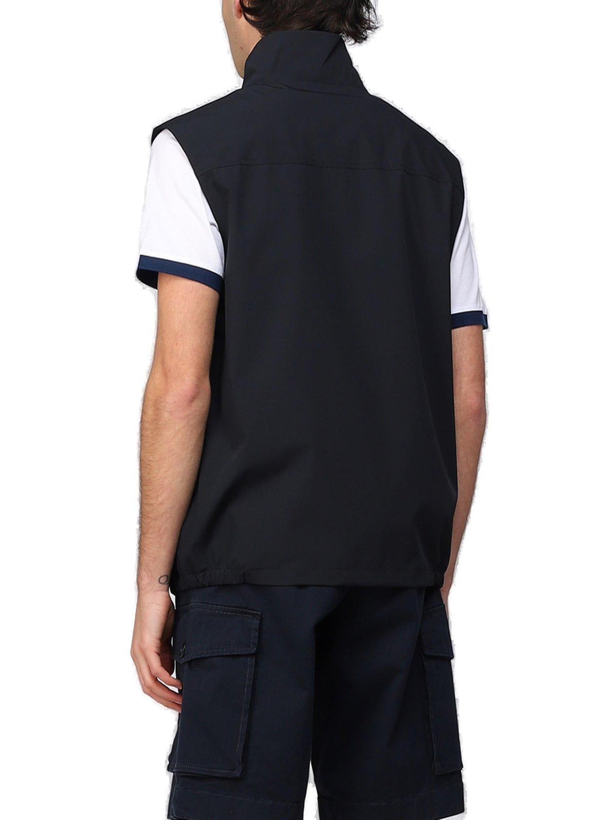 Shop Paul&amp;shark Logo Patch Zipped Gilet Paul&shark In Black