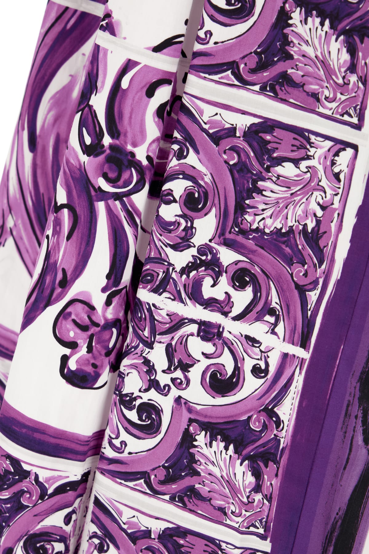 Dolce & Gabbana Maiolica Print Cotton Shirtdress In Purple