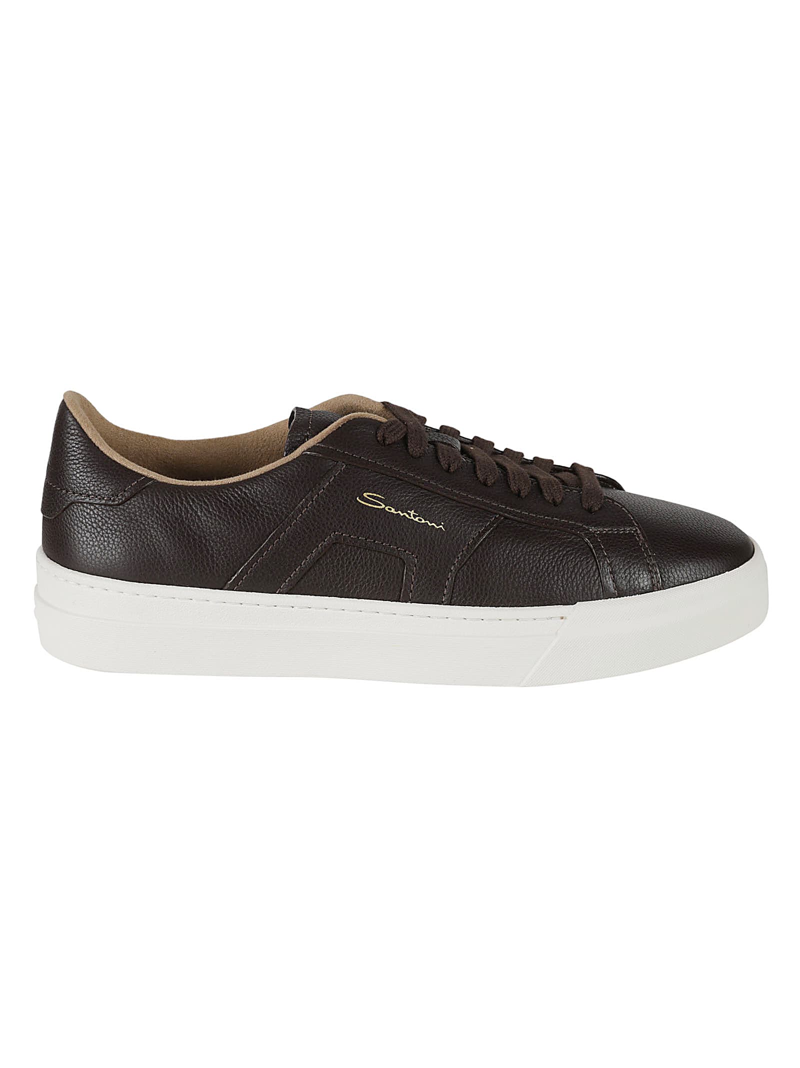 Santoni Logo Detail Sneakers In Dark Brown