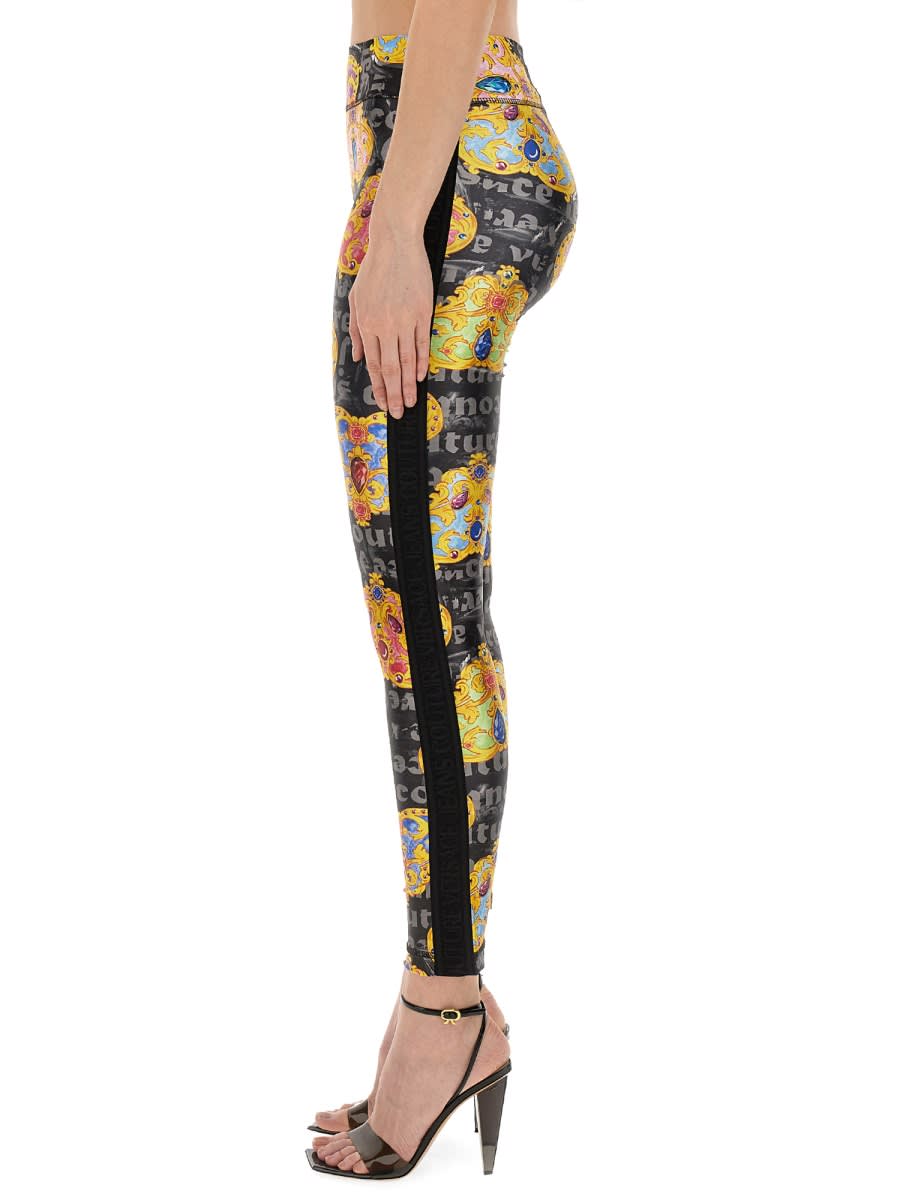 Shop Versace Jeans Couture Leggings With Print In Multicolour