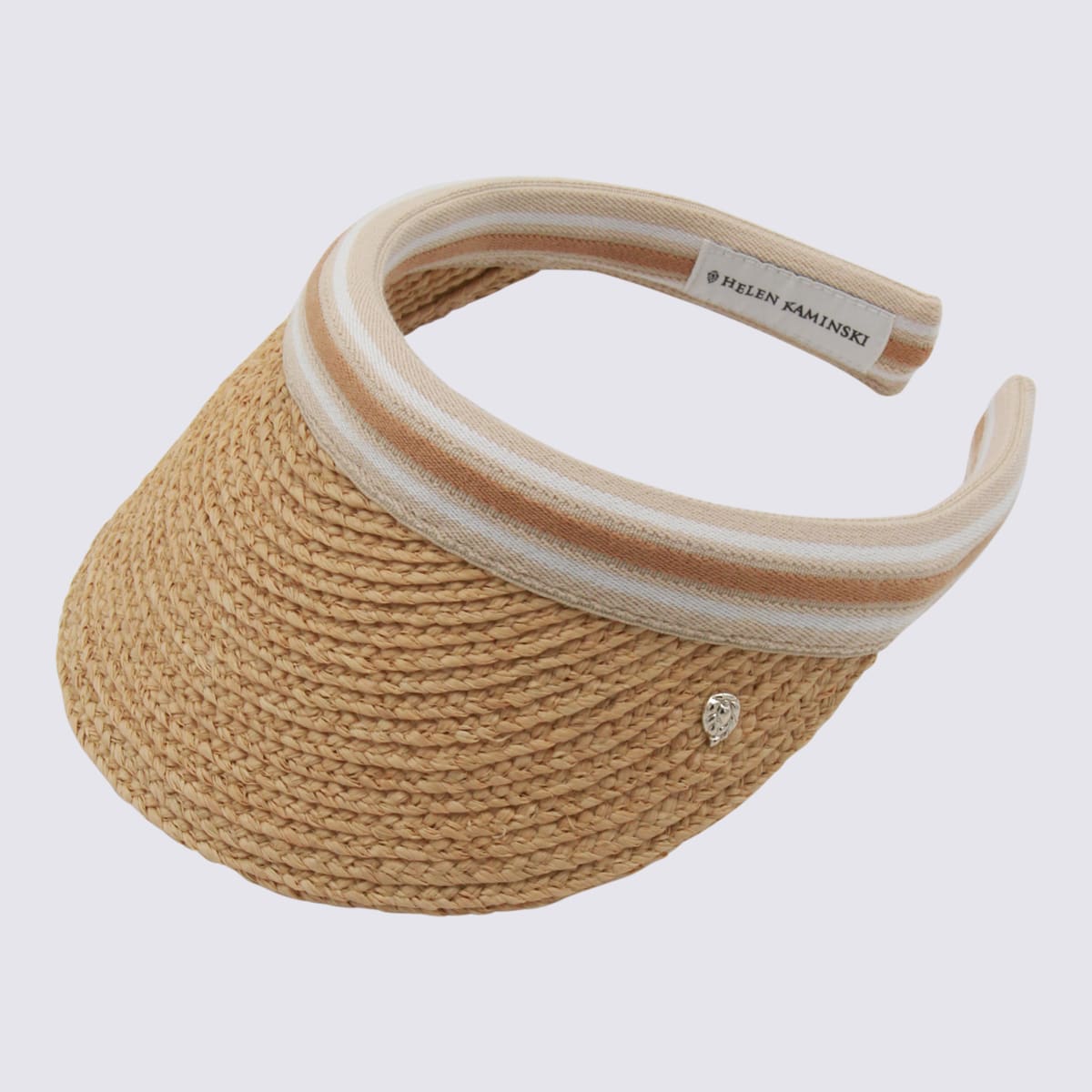 Helen Kaminski Striped Band Wide Brim Woven Hat In Brown