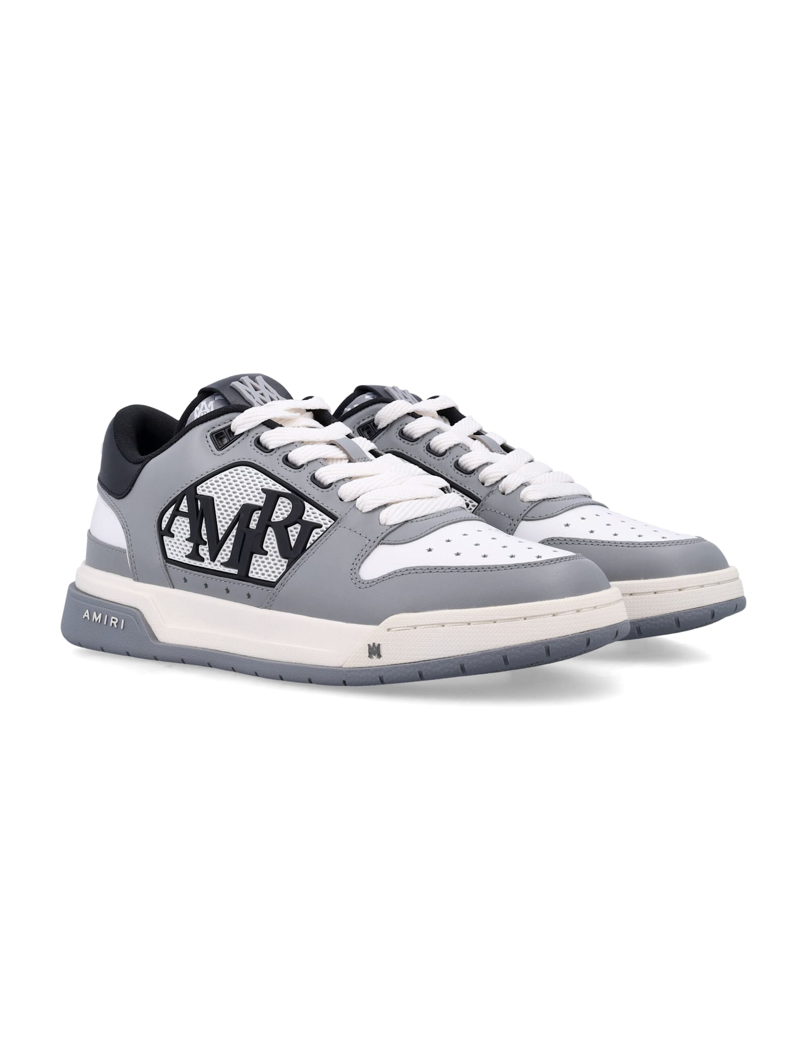 Amiri Grey 'classic Low' Sneakers With Maxi Logo On The Side And Logo Patch On The Tongue
