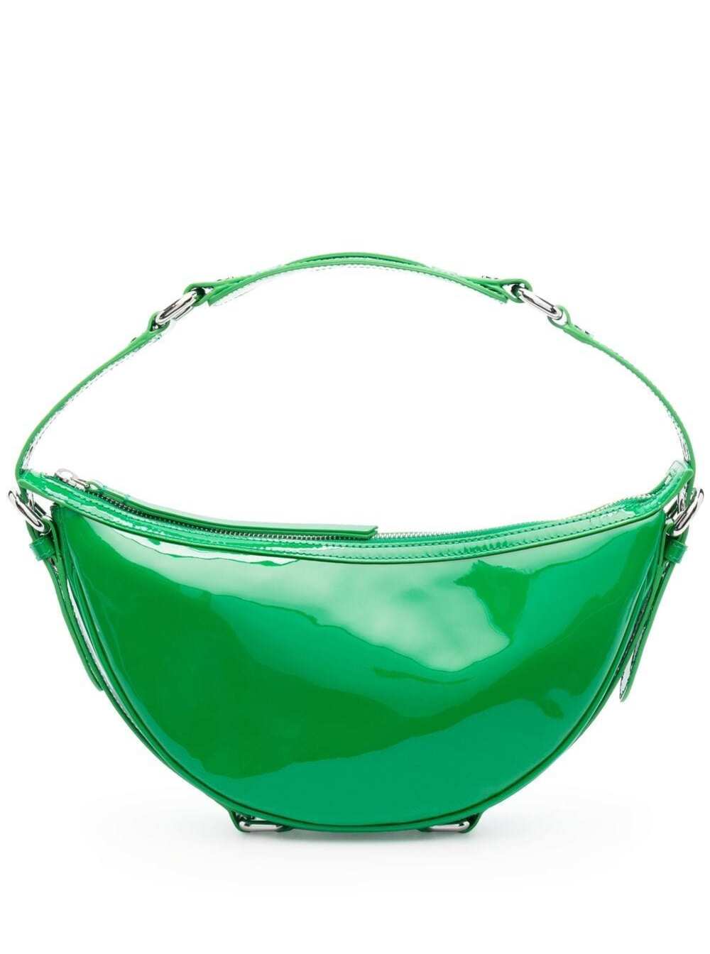 Green Handbag With Silver-colored Details In Patent Leather Woman By Far