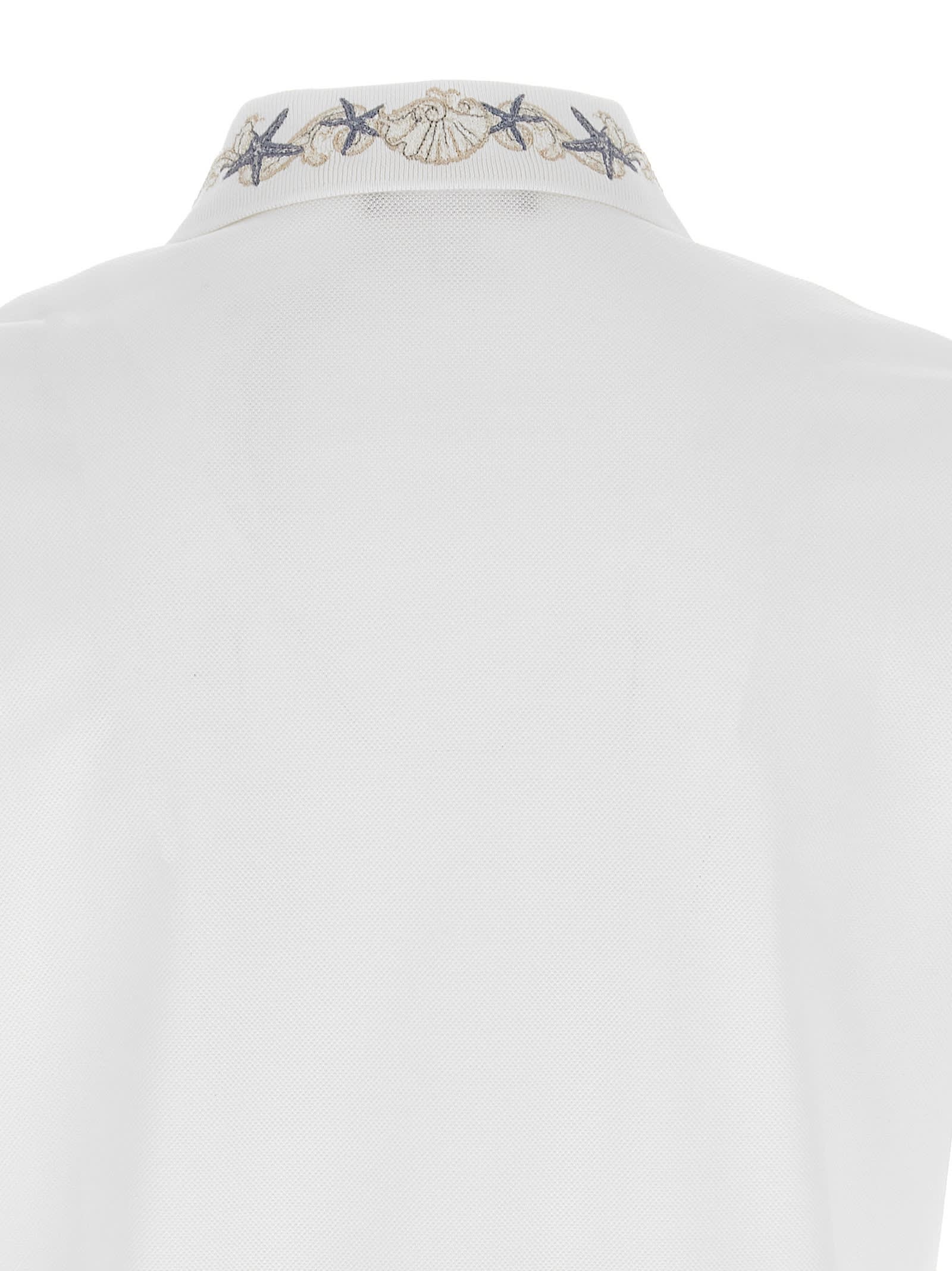 Versace White Barocco Sea Polo Shirt In White