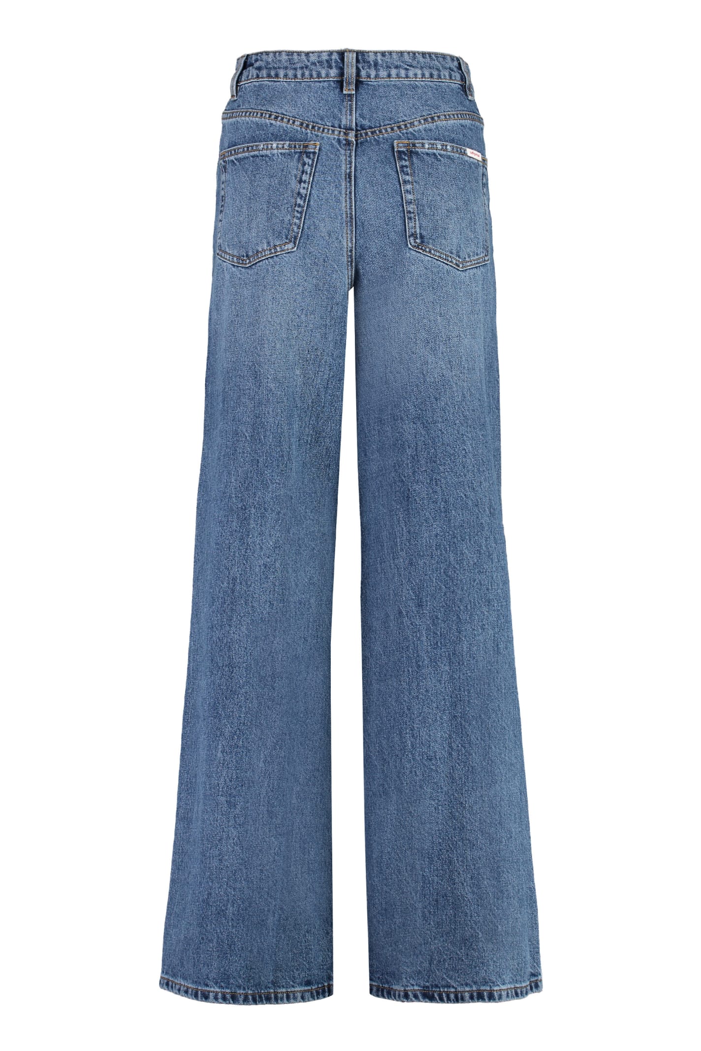 Shop Self-portrait Wide-leg Jeans In Denim