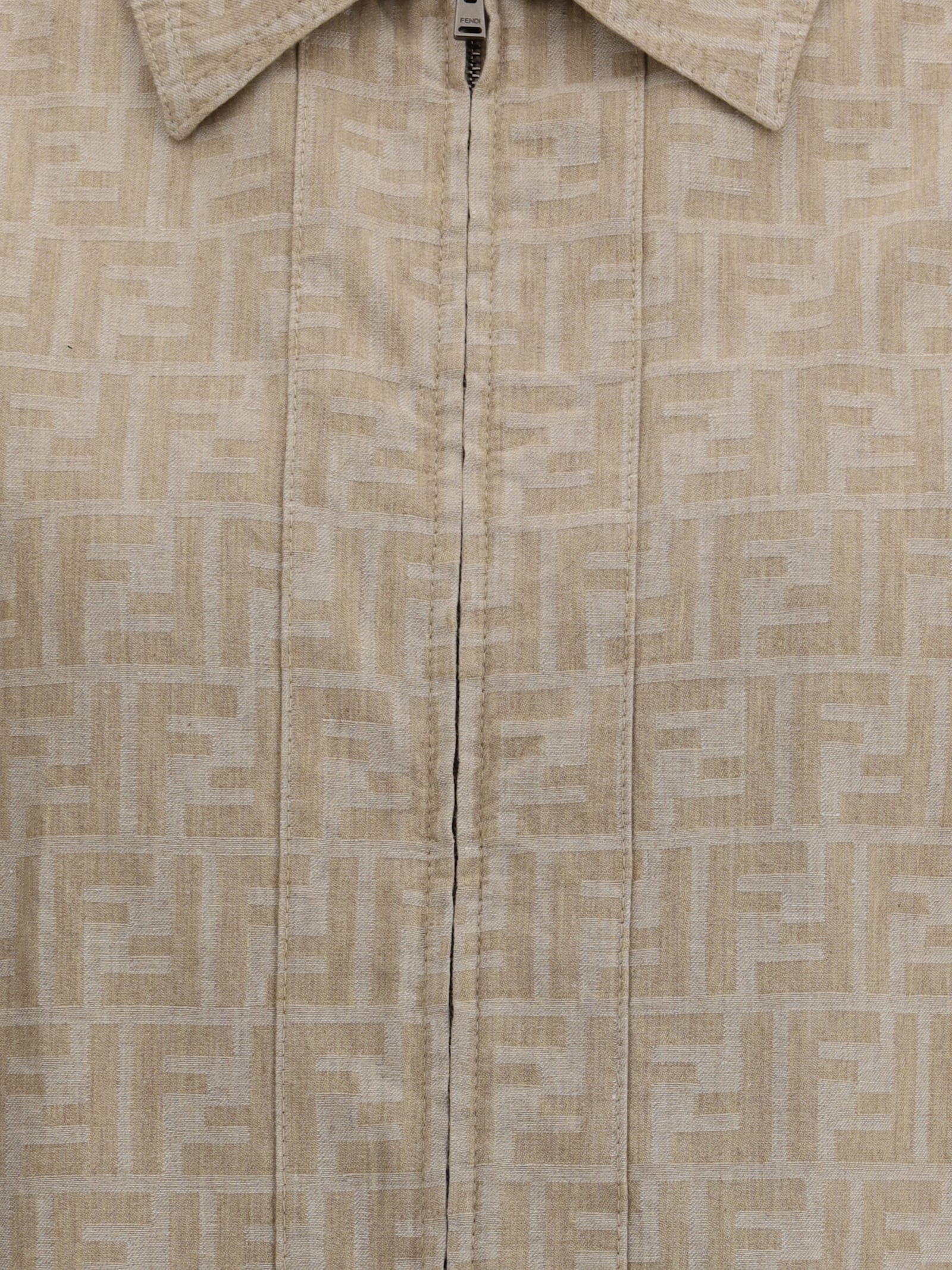 Fendi Jacket Ff Chambray Clothing In Brown