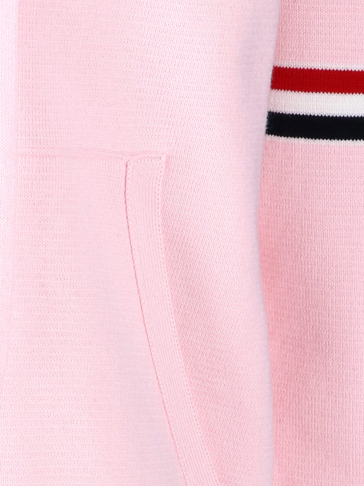 Shop Thom Browne Tricolor Detail Zip Hoodie In Pink