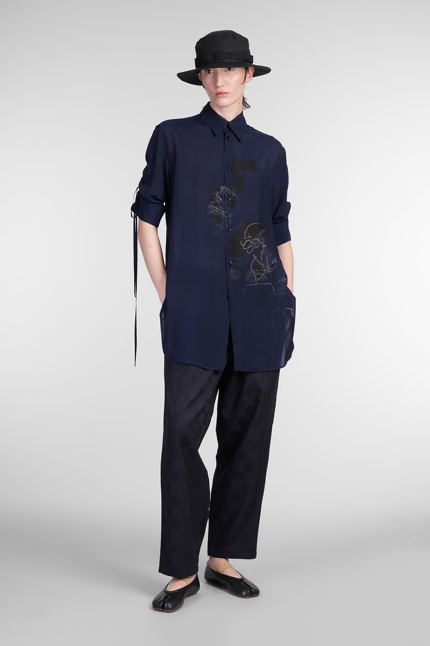 Yohji Yamamoto Shirt In Blue Polyamide Polyester In Blue