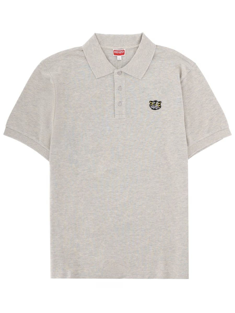 Kenzo Polo With Logo In Gray