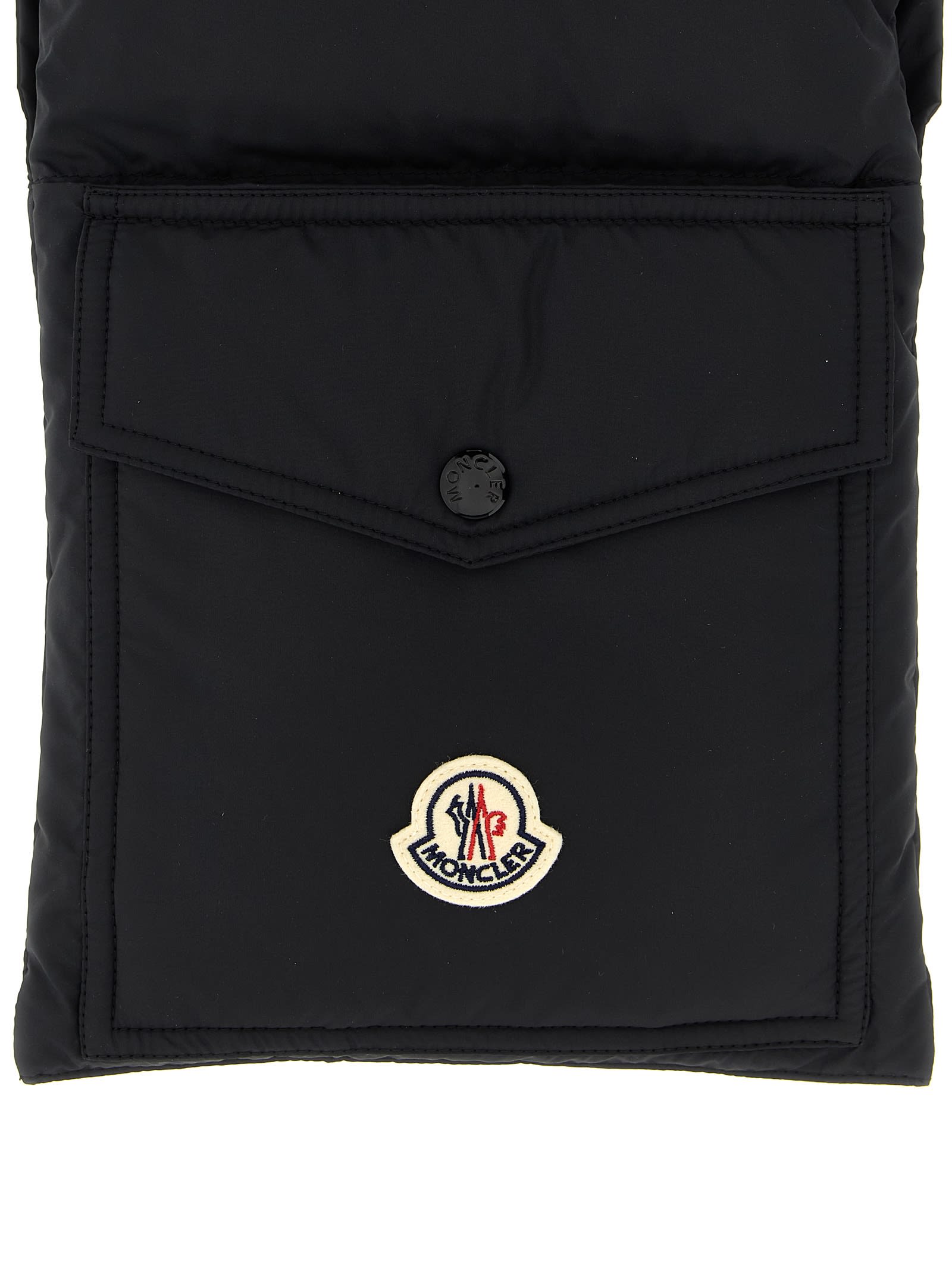 Moncler Insulated Scarf Featuring Buttoned Pocket In Black