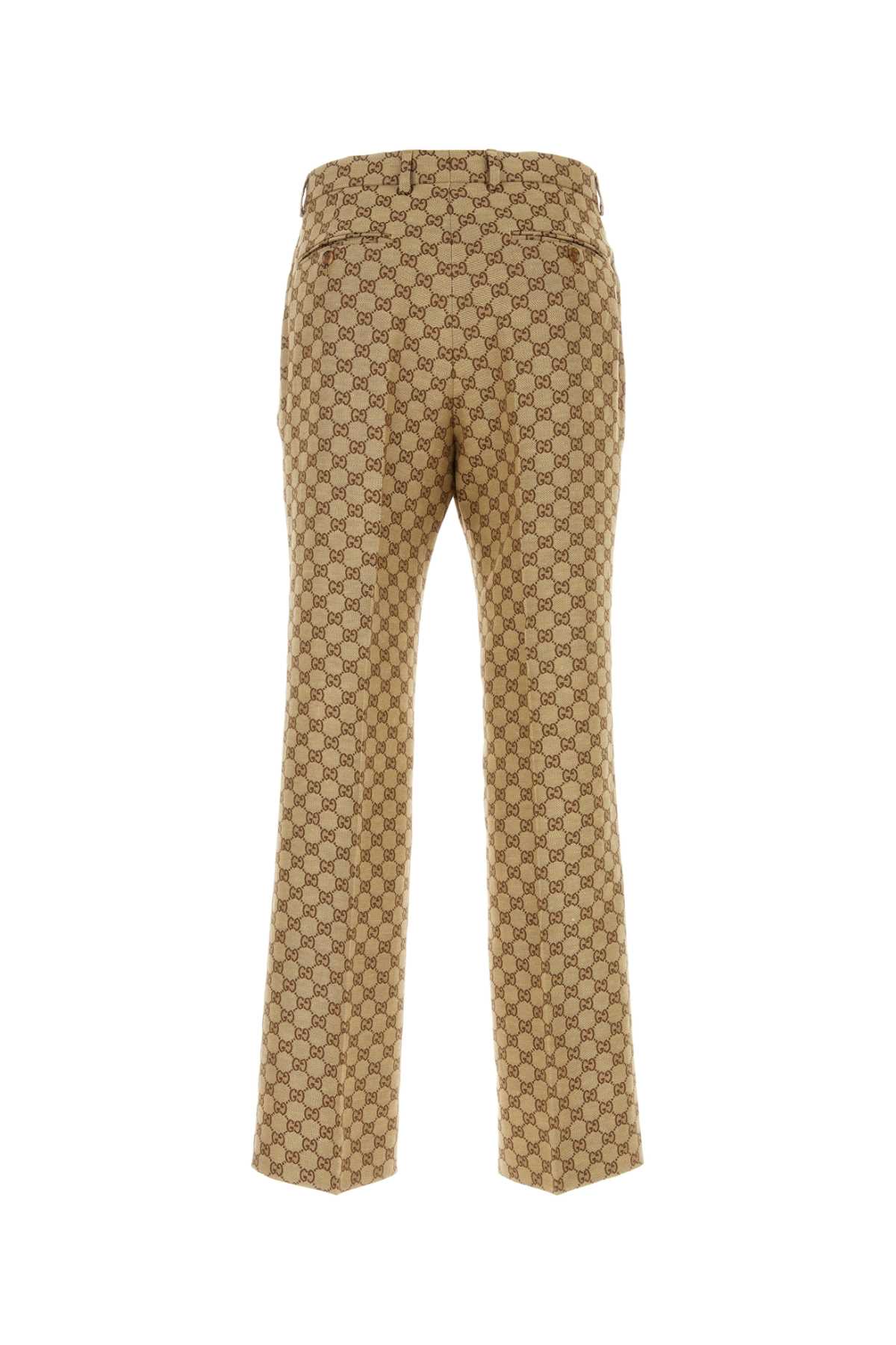 Shop Gucci Gg Supreme Fabric Pant In Camelebony