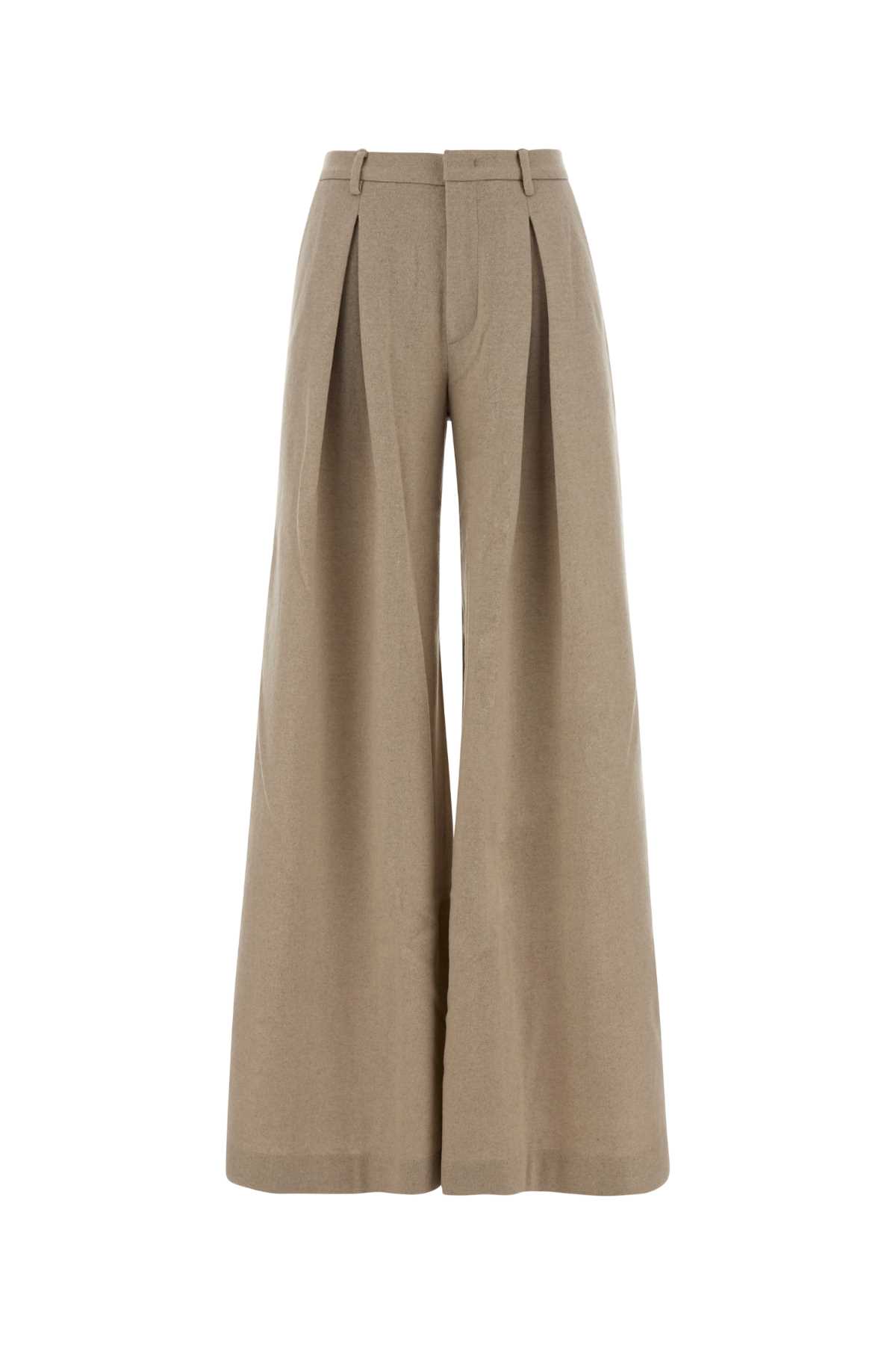 The Andamane Cappuccino Wool Wide-leg Pant In Brown