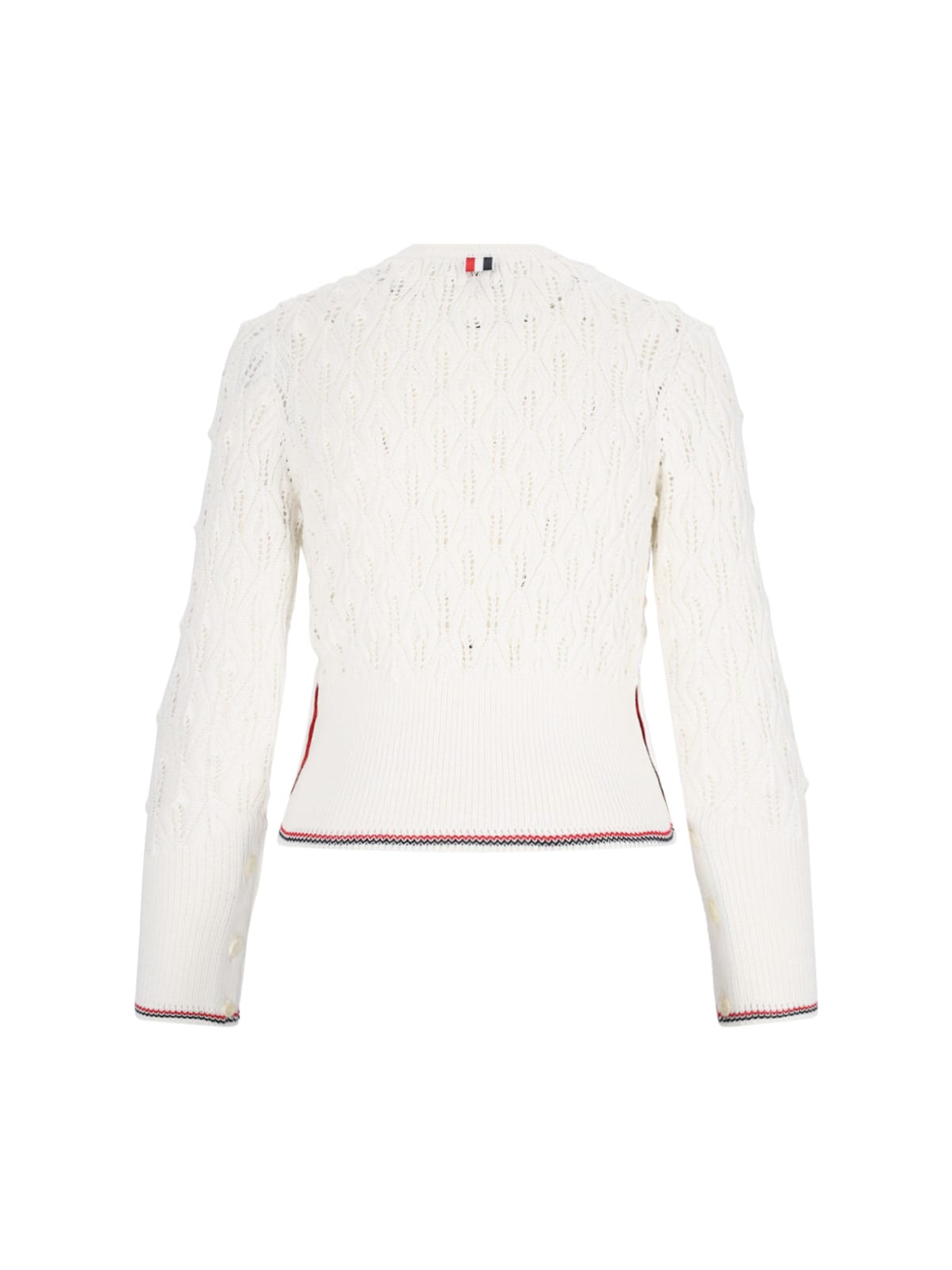 Shop Thom Browne Openwork Sweater In White