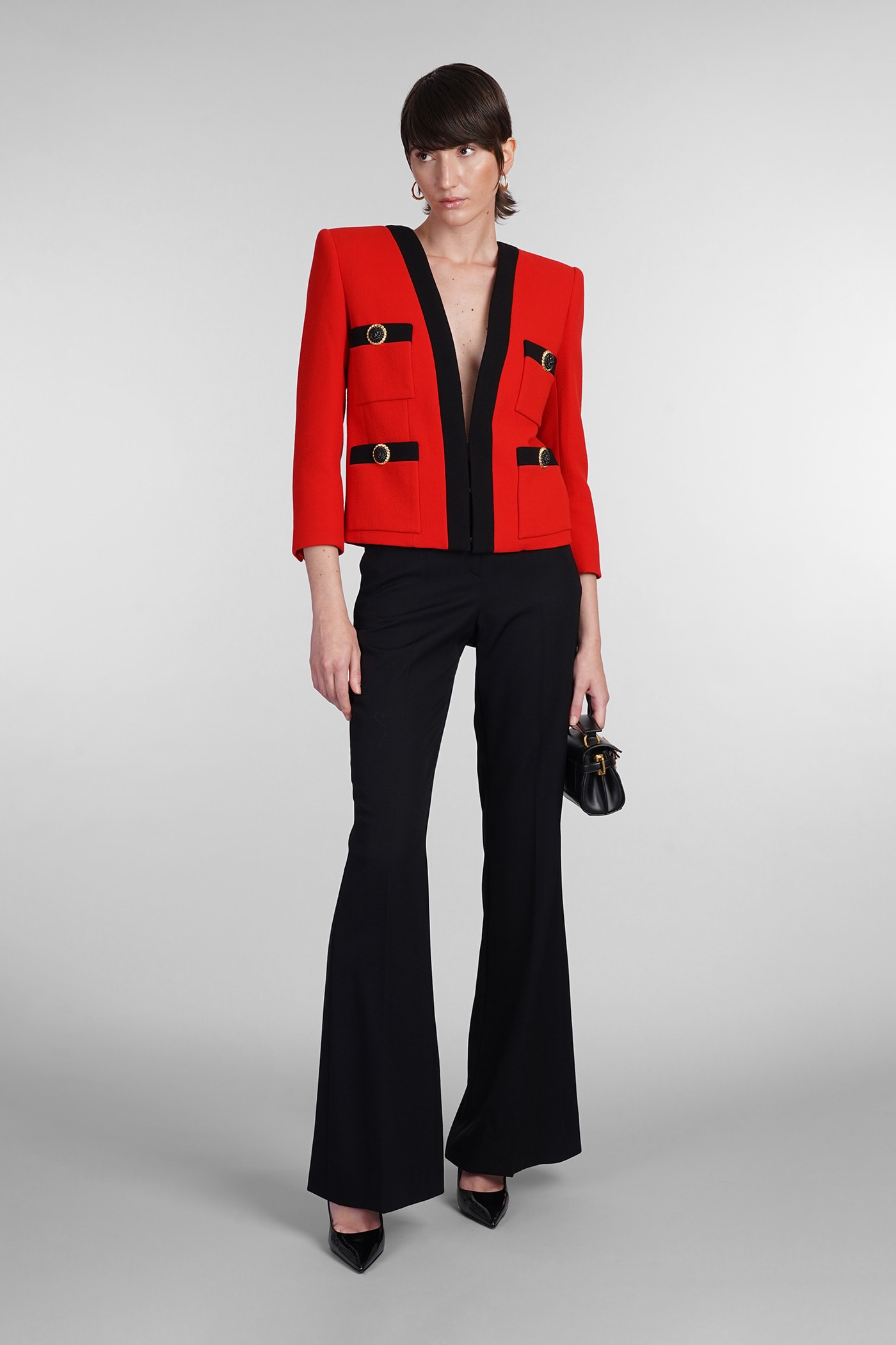 Shop Balmain Blazer In Red Wool