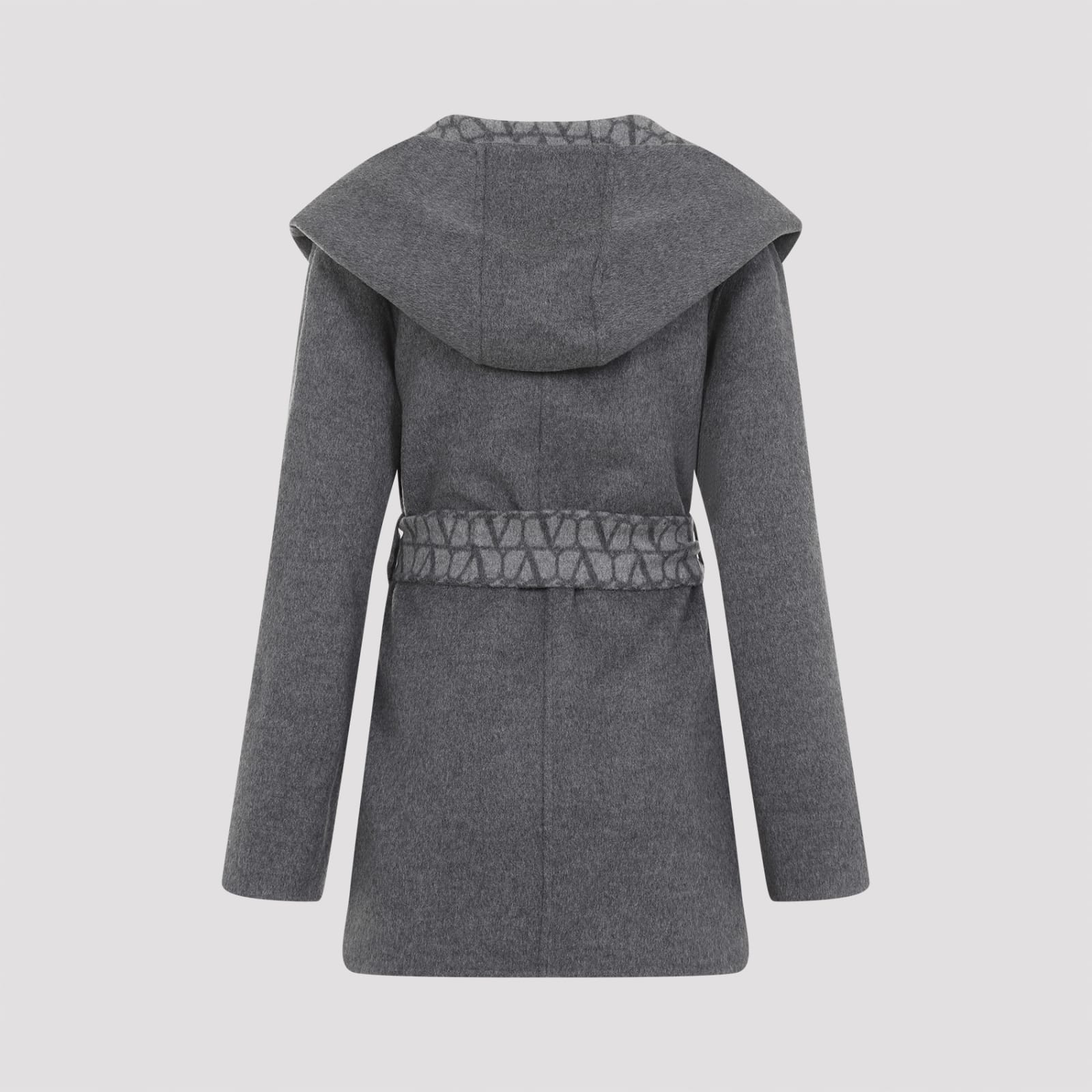 Shop Valentino Double Coat In Grey