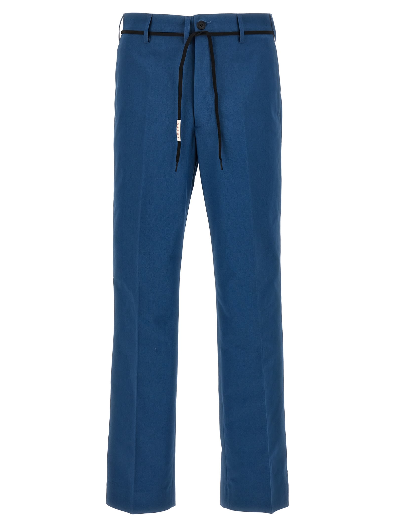 Shop Marni Gabardine Trousers In Blue