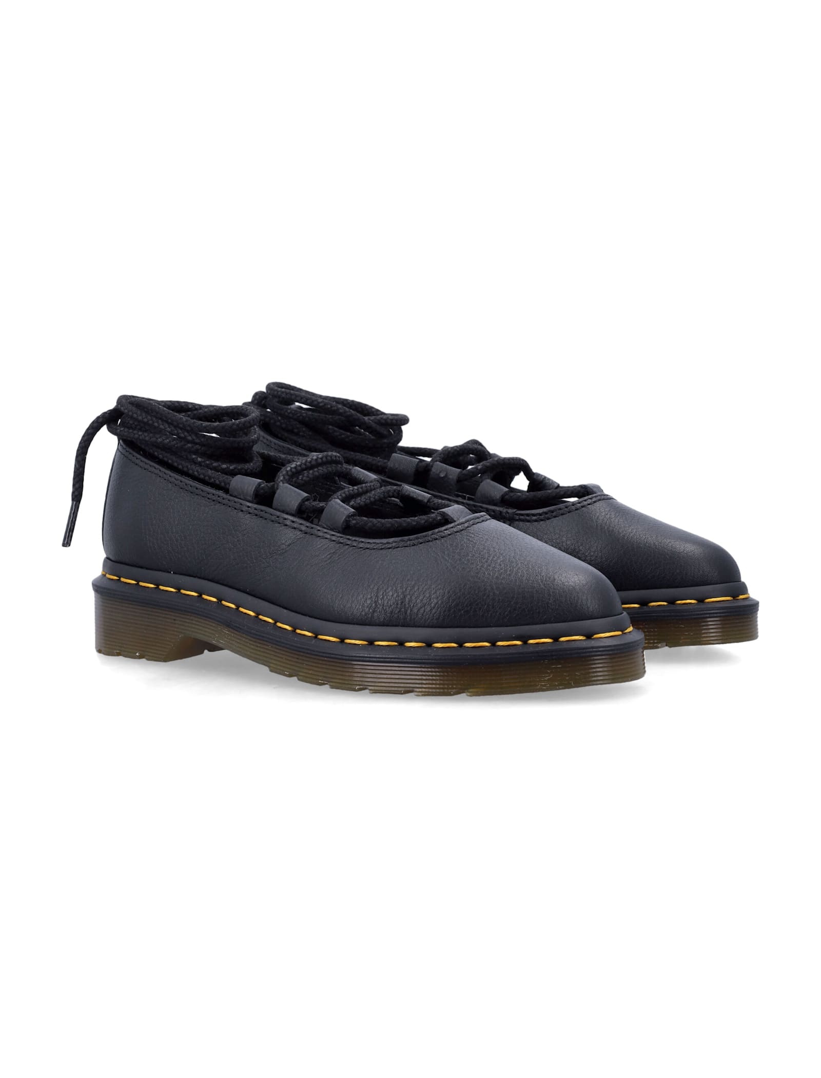 Dr. Martens Elphie Ii Black Leather Ballerina Shoes In Black