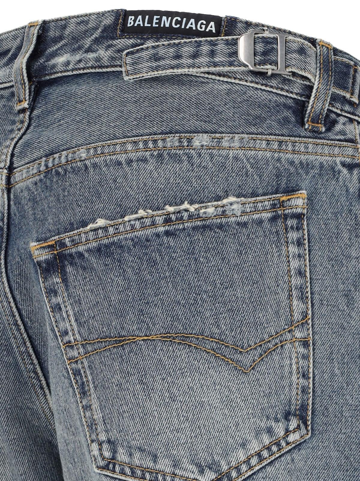 Balenciaga Straight Leg Trousers Distressed Detailing In Blue