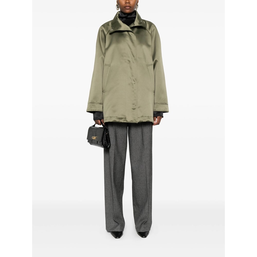 Covert Drawstring-hem Jacket In Green