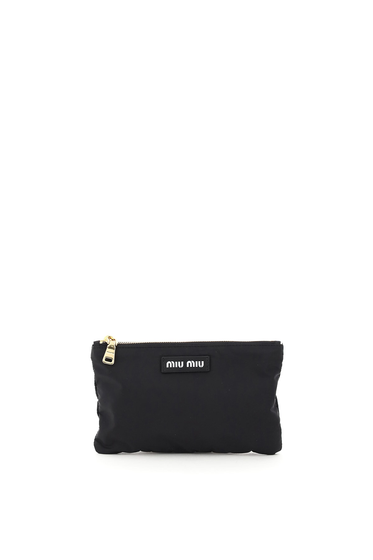 Miu Miu Foldable Nylon Tote Bag In Nero
