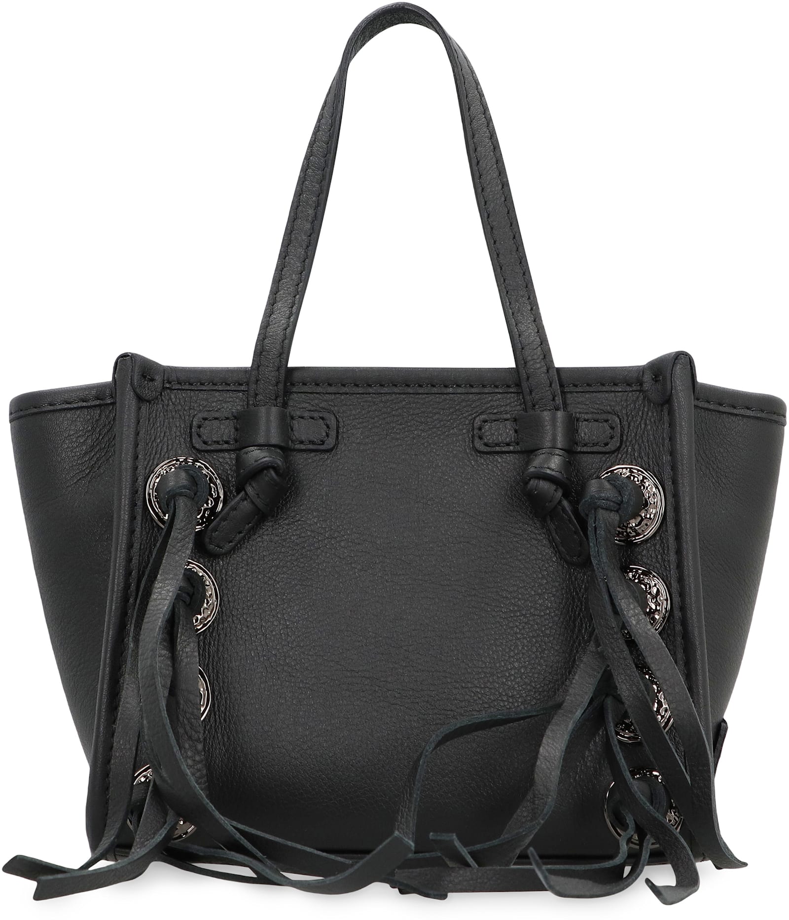Gianni Chiarini Miss Marcella Black Leather Bag With Fringes In Black