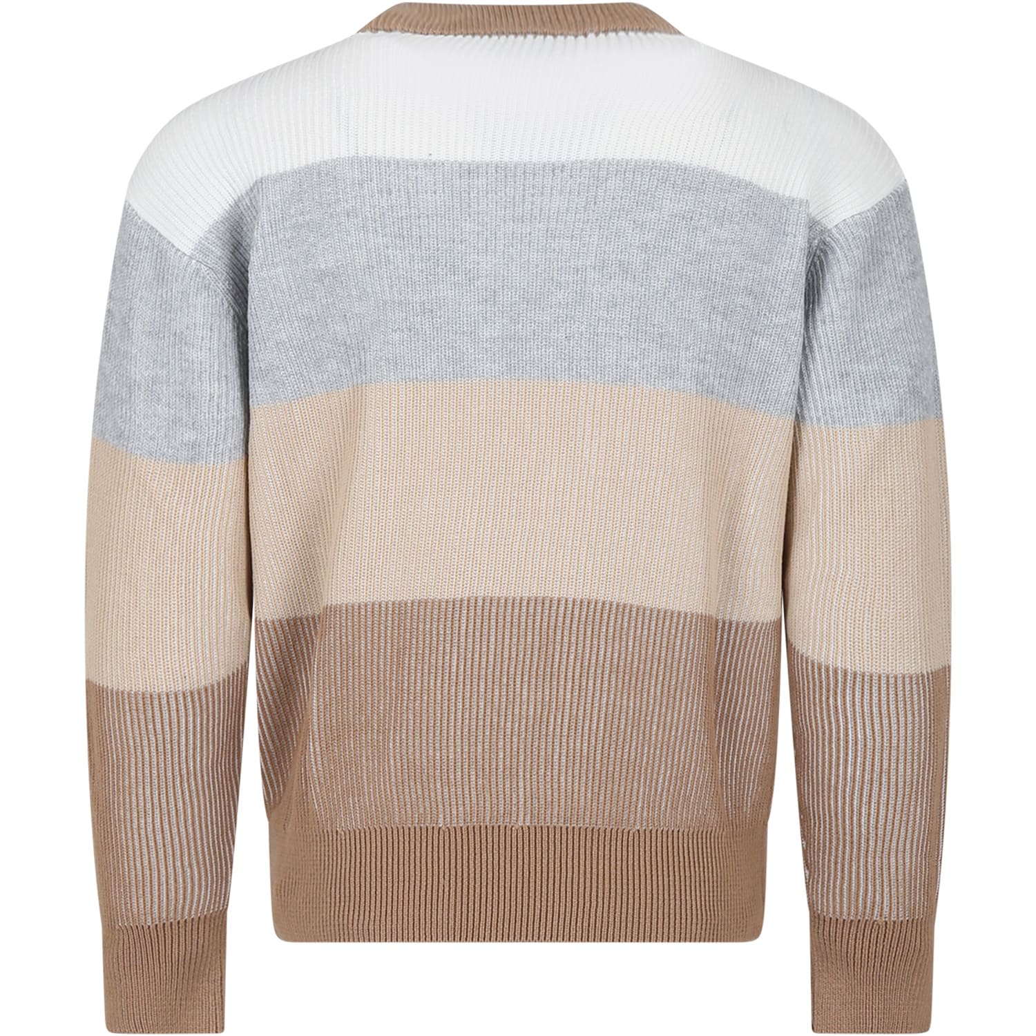 Shop Emporio Armani Multicolor Sweater For Boy With Eaglet In Vanise Beige