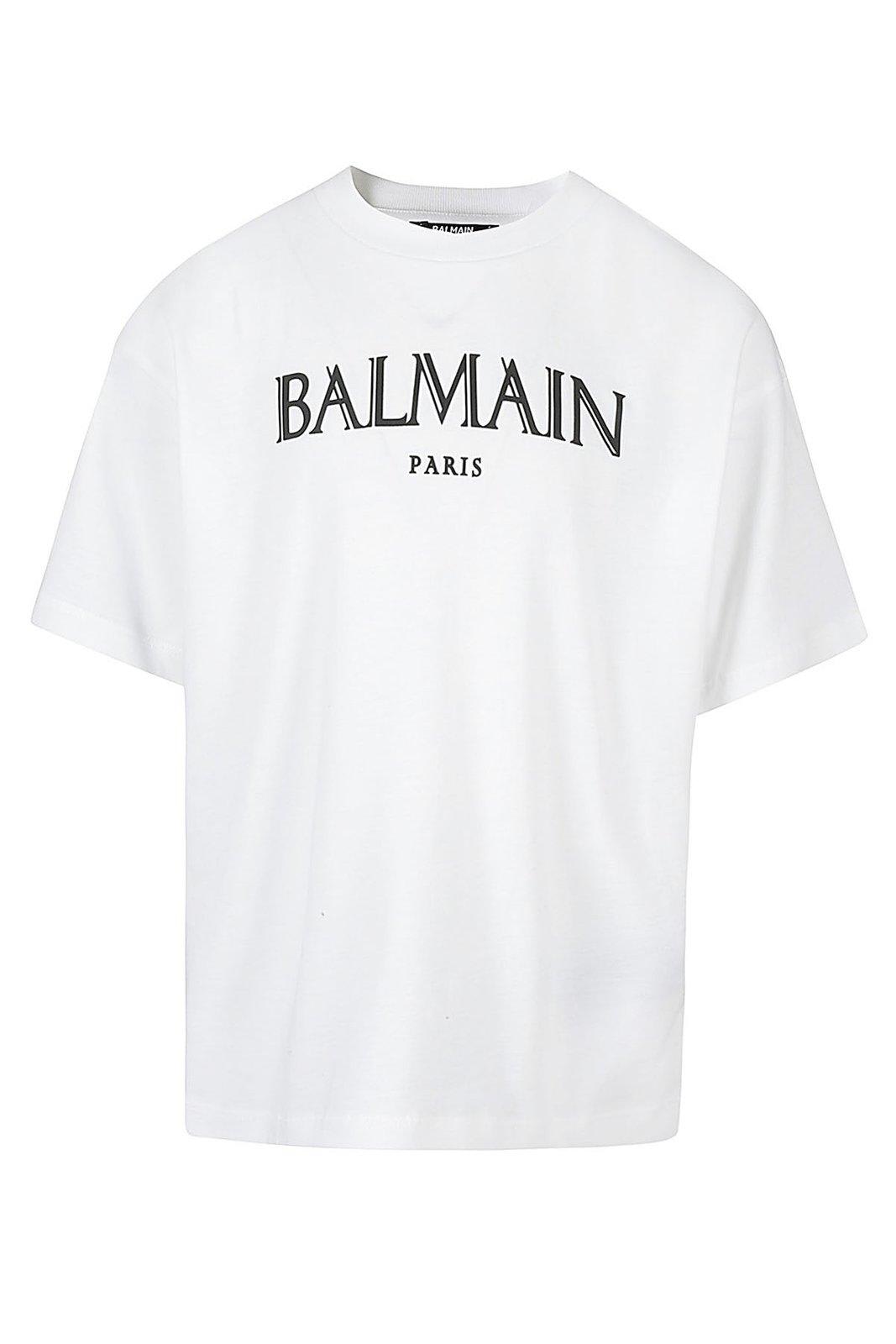 Balmain Kids' Logo-printed Crewneck T-shirt In Ne
