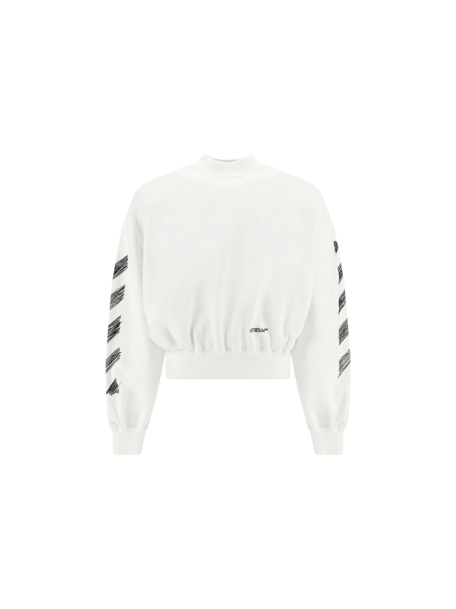 Off-white Brushed Cotton Scribble Diag Hoodie In White Blac
